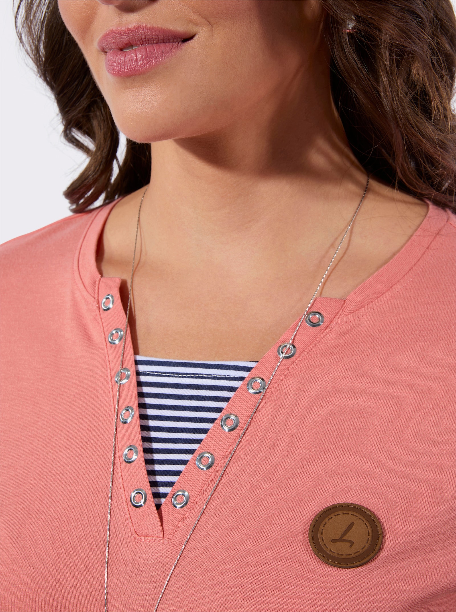 3/4-Arm-Shirt in 2-in-1-Optik - flamingo