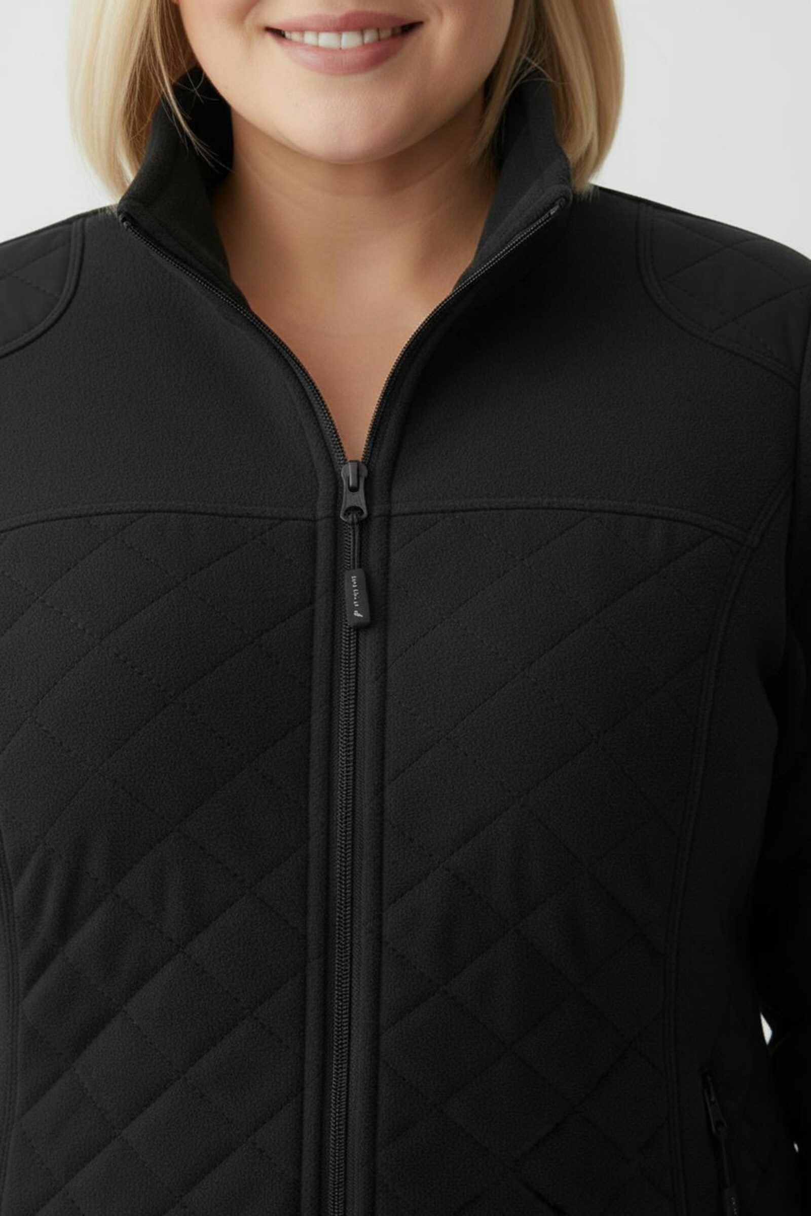 Fleecejacke mit Reißverschluss-Taschen - schwarz