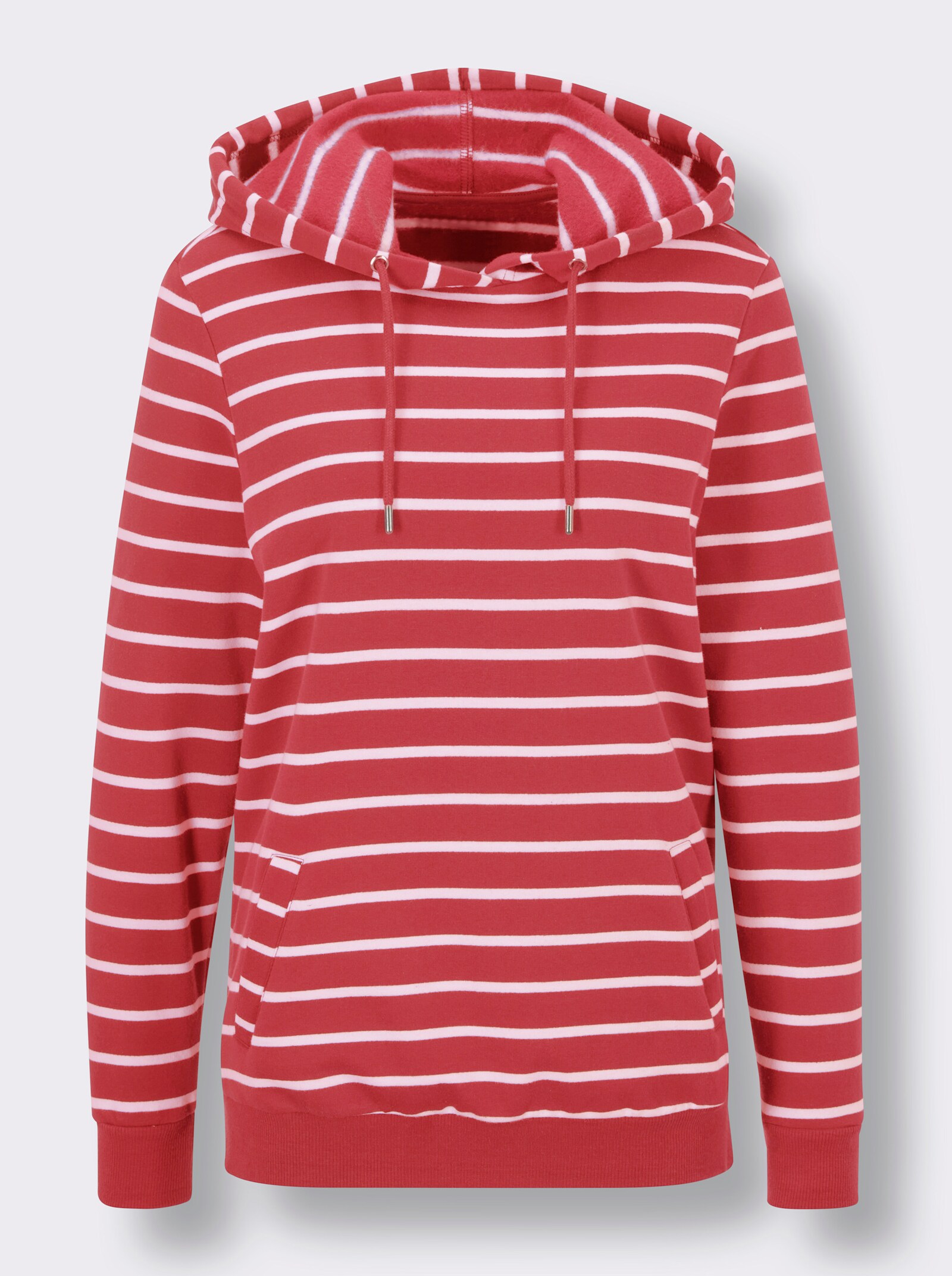 Catamaran Sports Sweatshirt , innen wärmend angeraut - grapefruit-weiss-gestreift