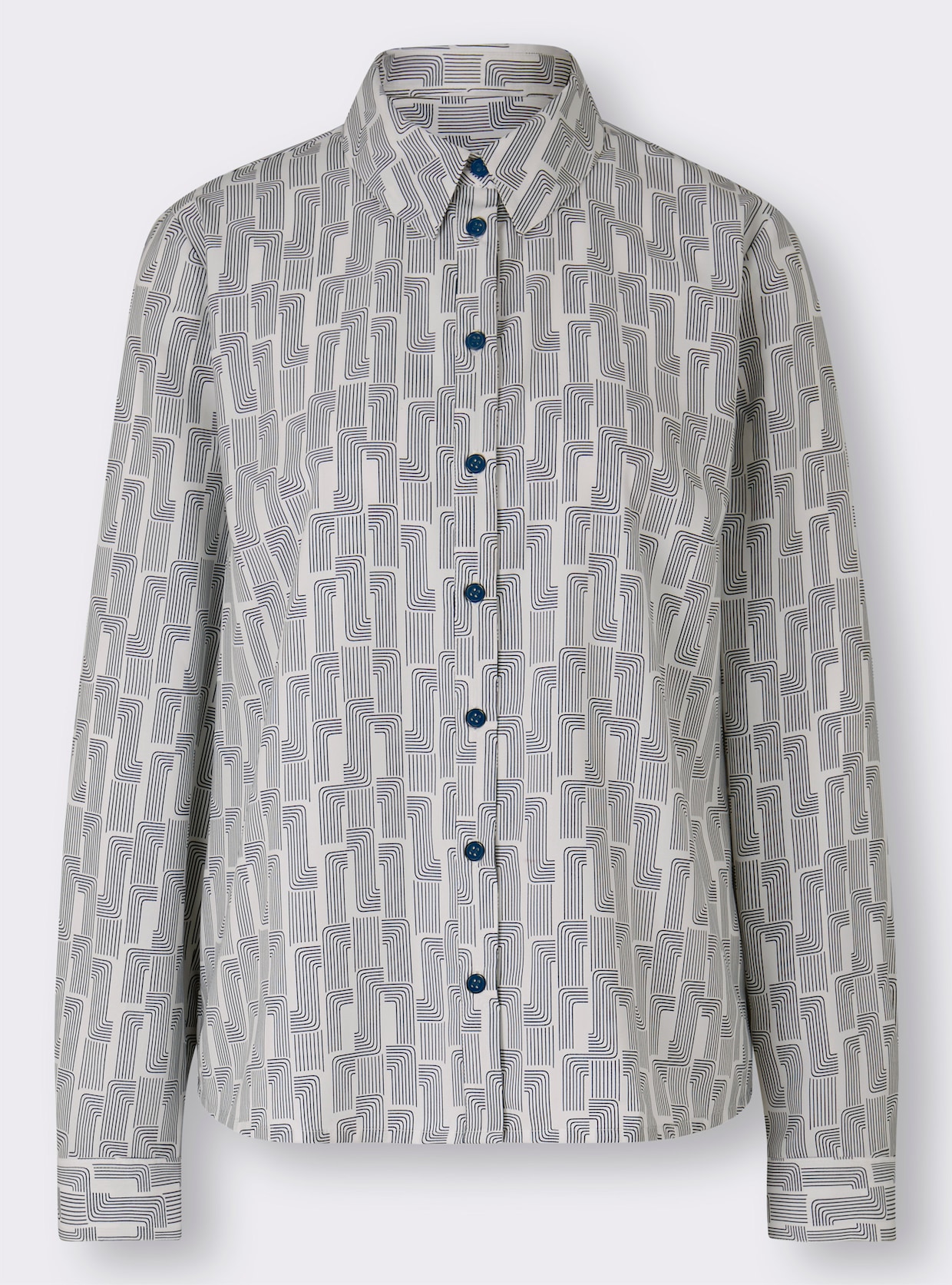 heine Overhemdblouse - donkerblauw/ecru bedrukt