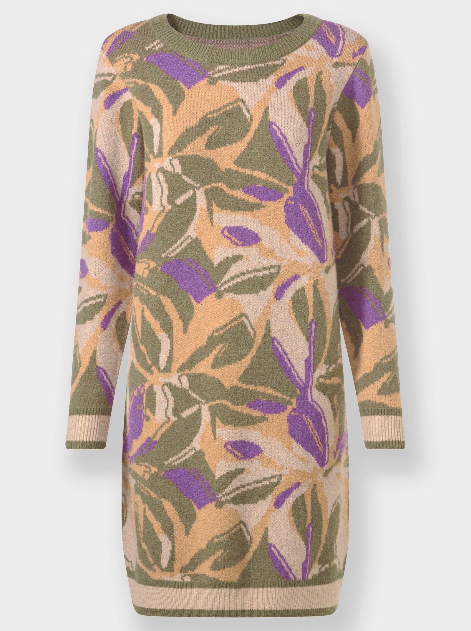 heine Robe en tricot avec motif jacquard - beige-kaki à motifs