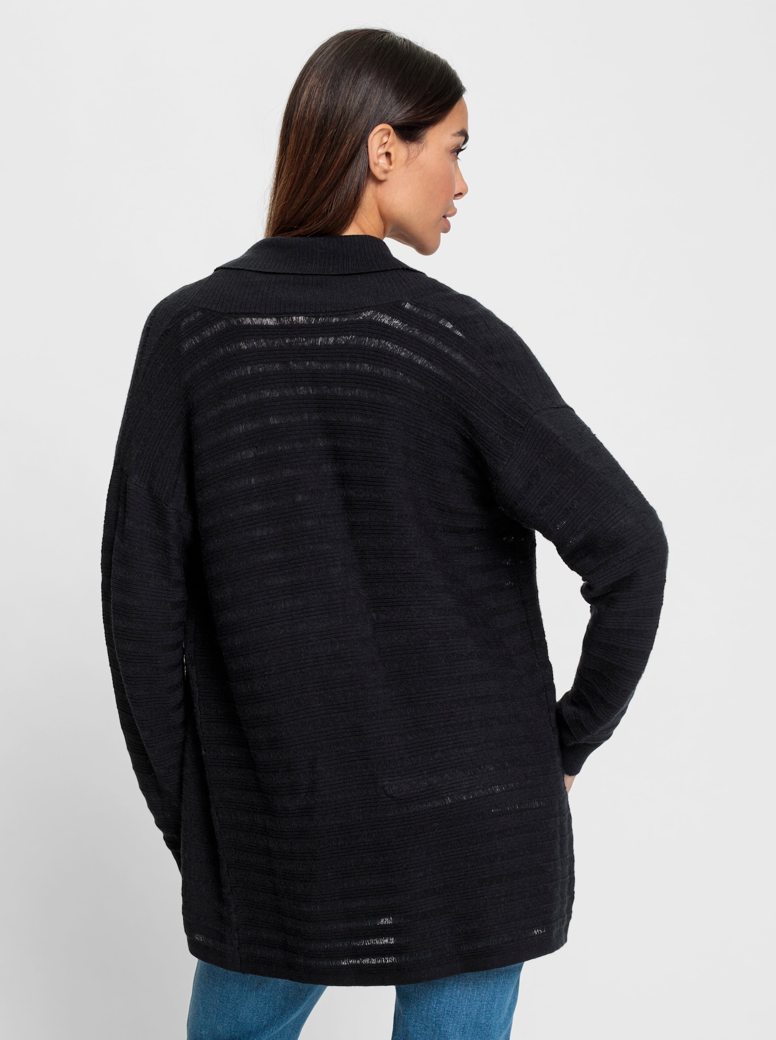 heine Feinstrickjacke in offener Form - schwarz