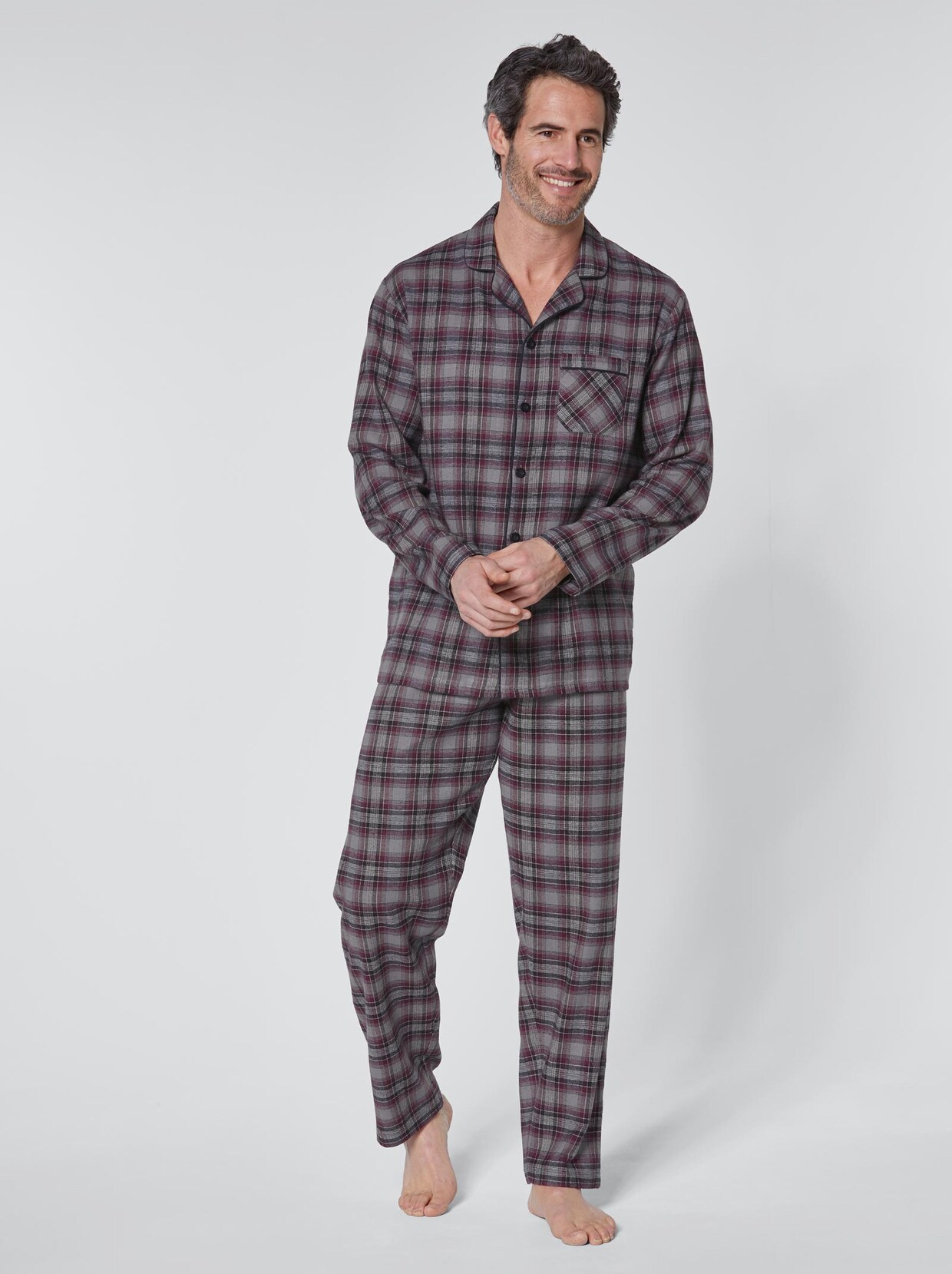 wäschepur Pyjama - grau-kariert
