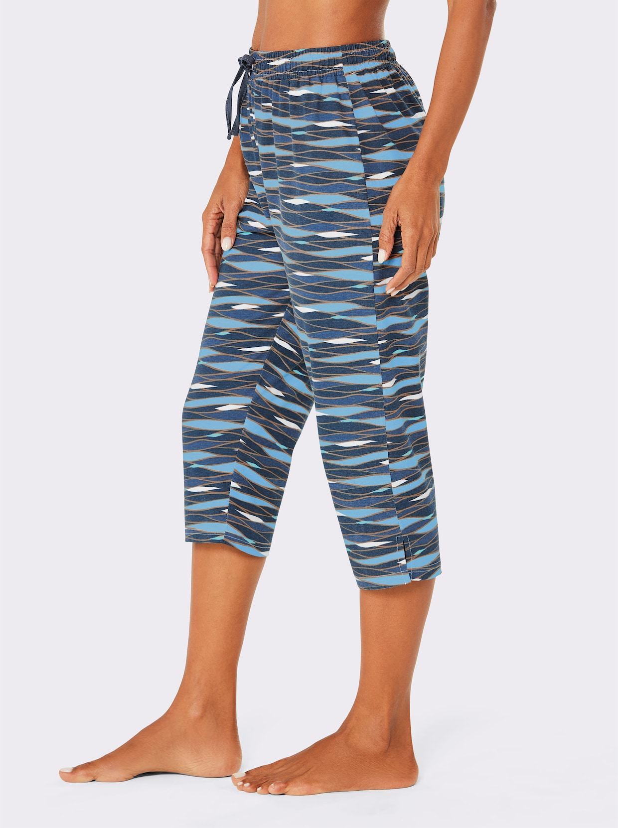 feel good Strandbroek - donkerblauw bedrukt + aqua bedrukt