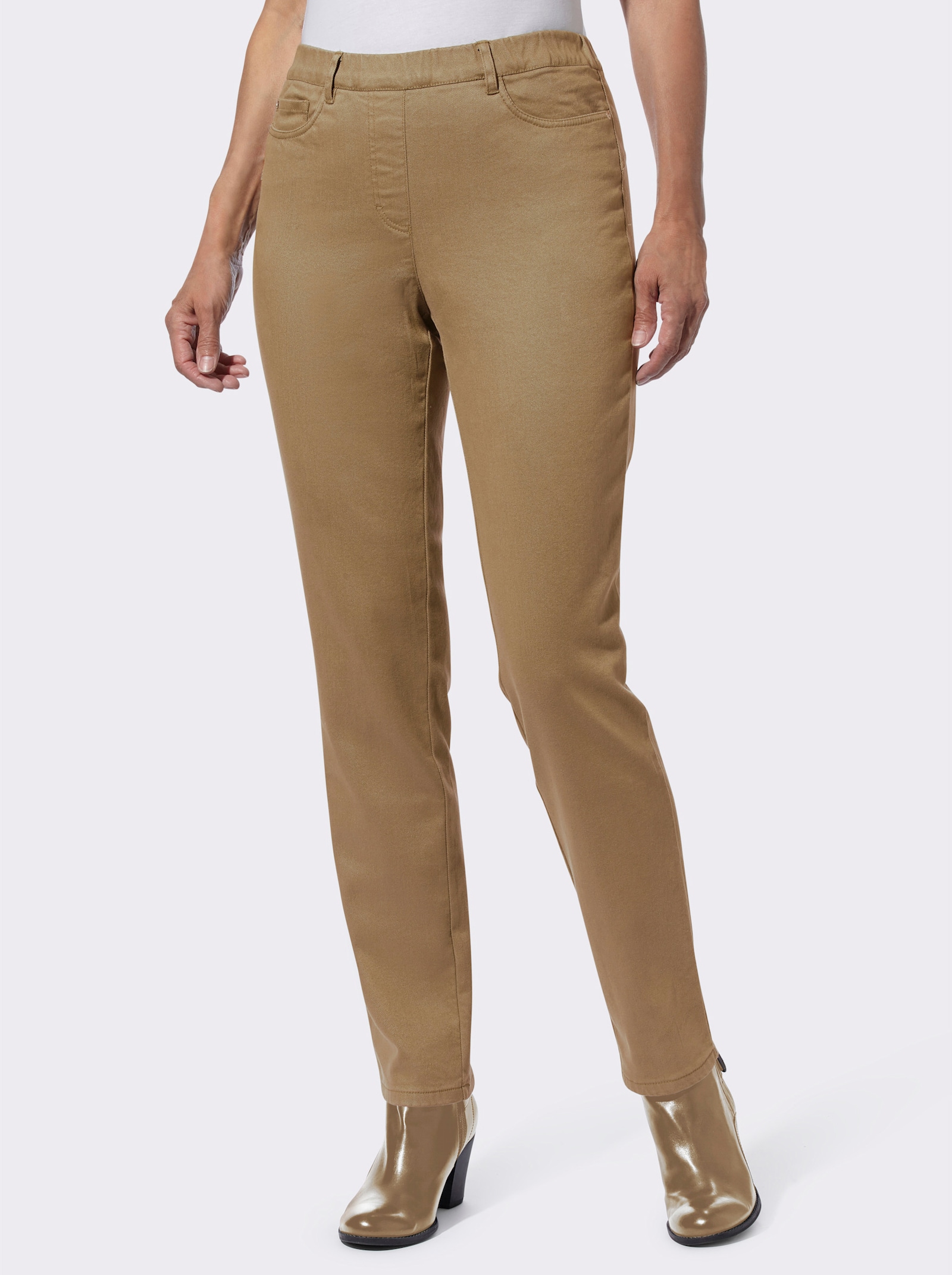 Jeans van twill - camel