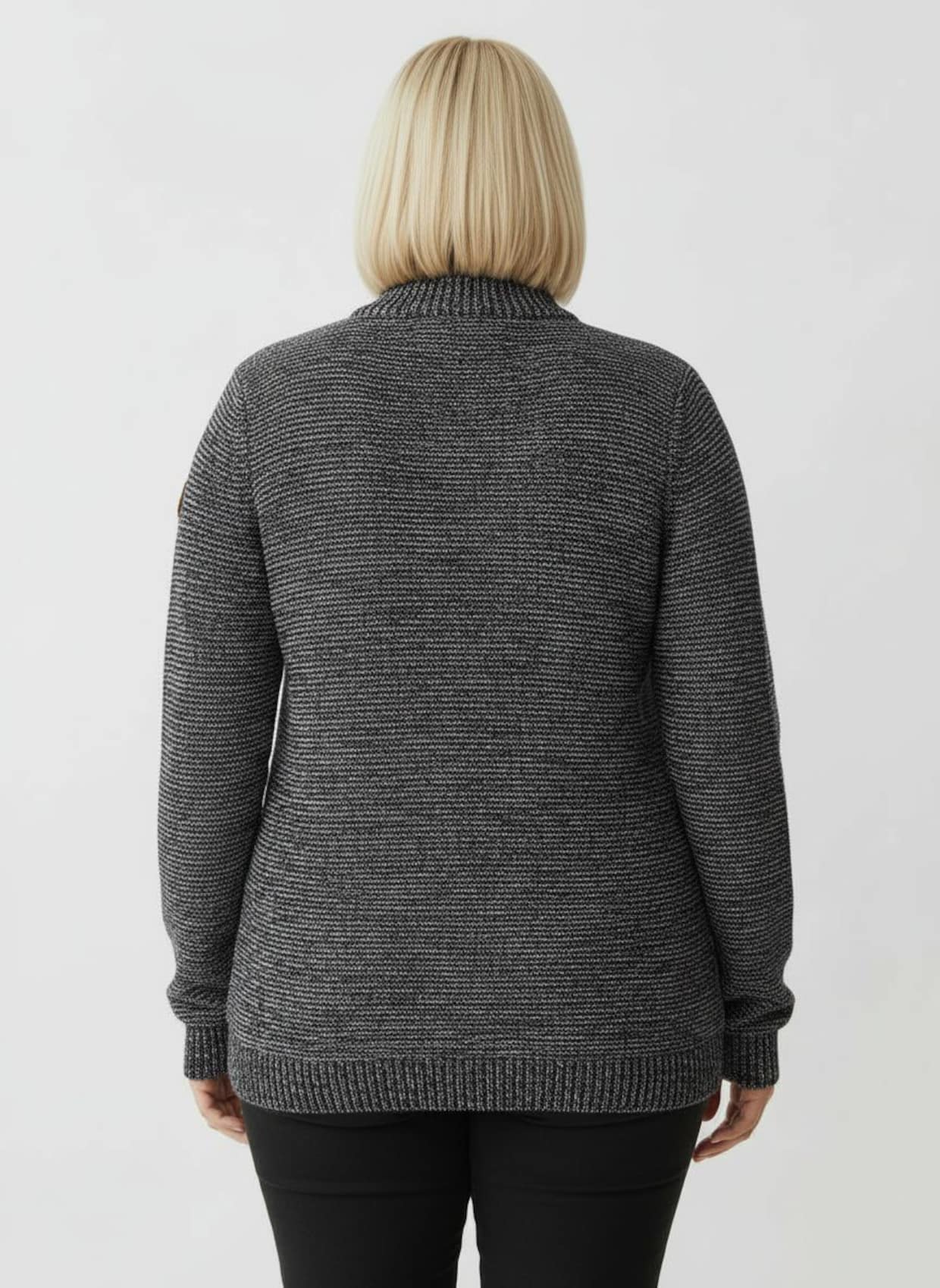 Troyer mit gerippten Abschlüssen - schwarz-meliert