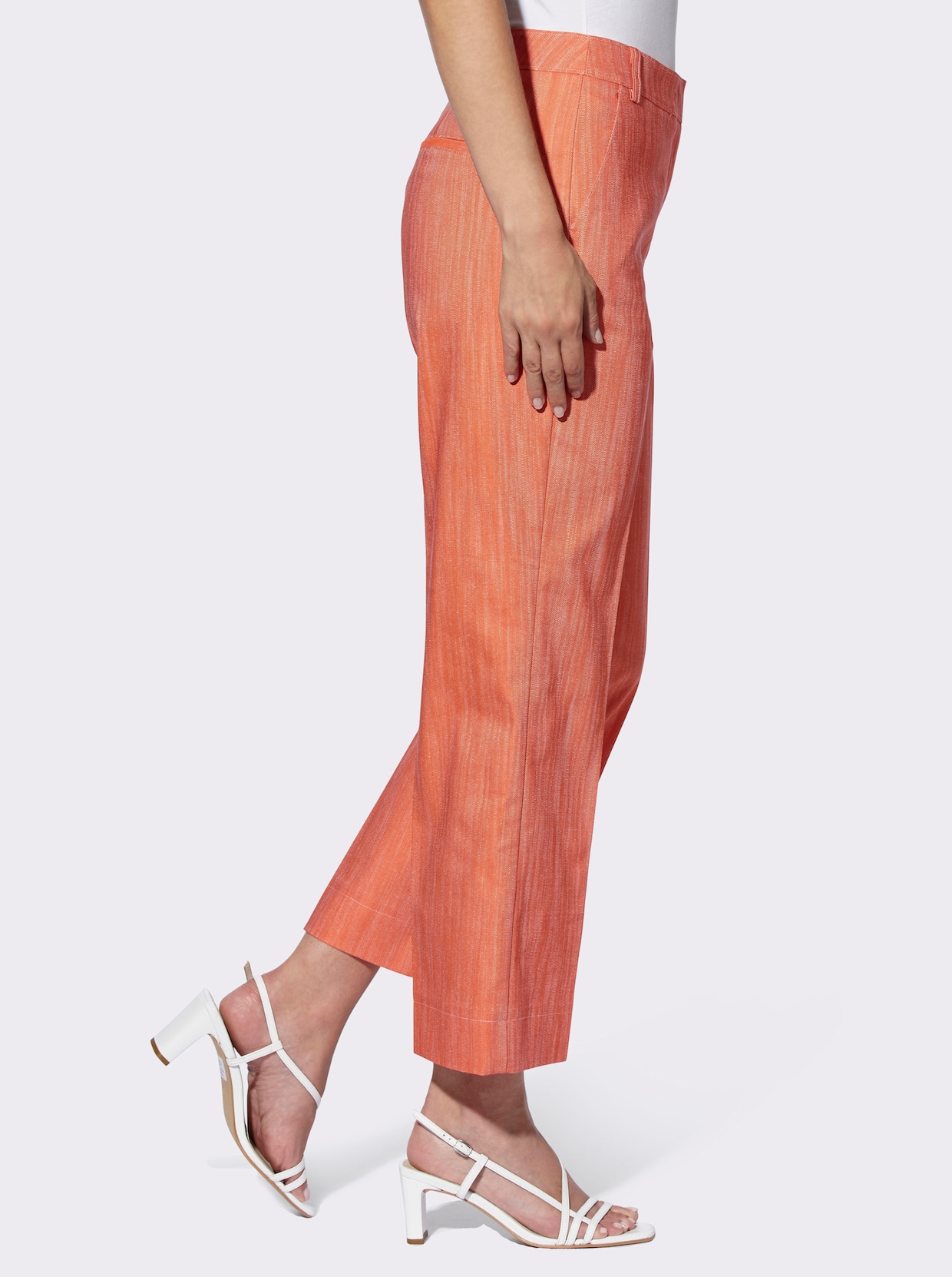 heine Pantalon plissé - orange-couleur ivoire chiné