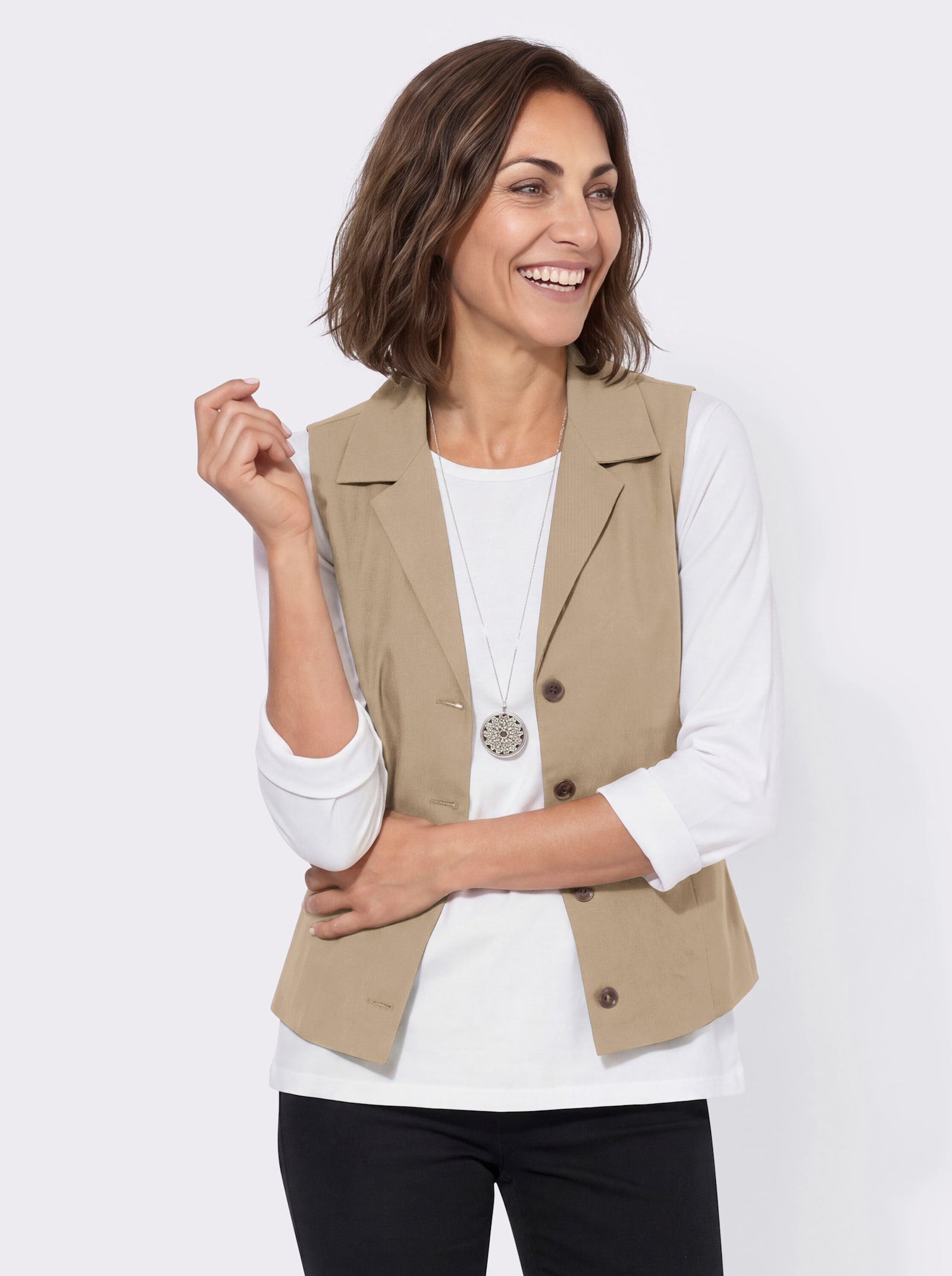 Weste mit Leinen-Anteil - beige