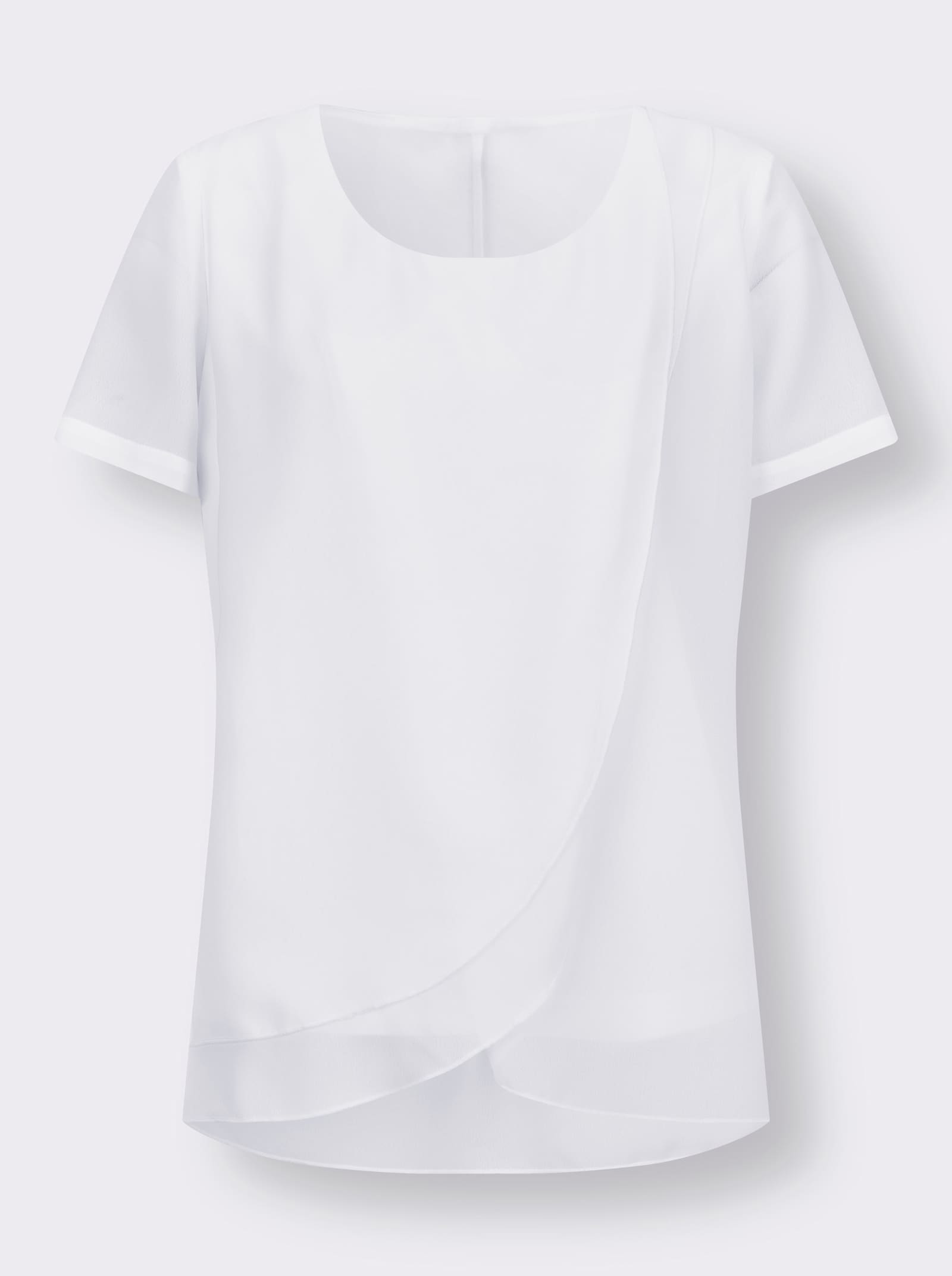 Kurzarm-Bluse in Georgette-Qualität - weiss