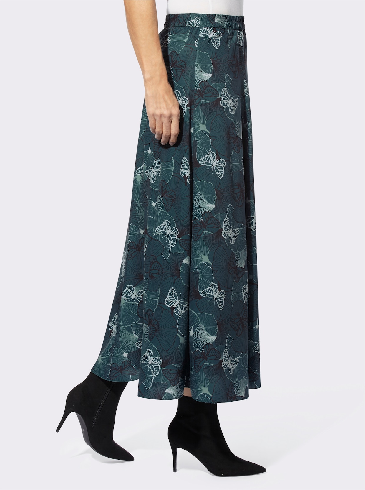 Rok met print - petrol/zwart geprint