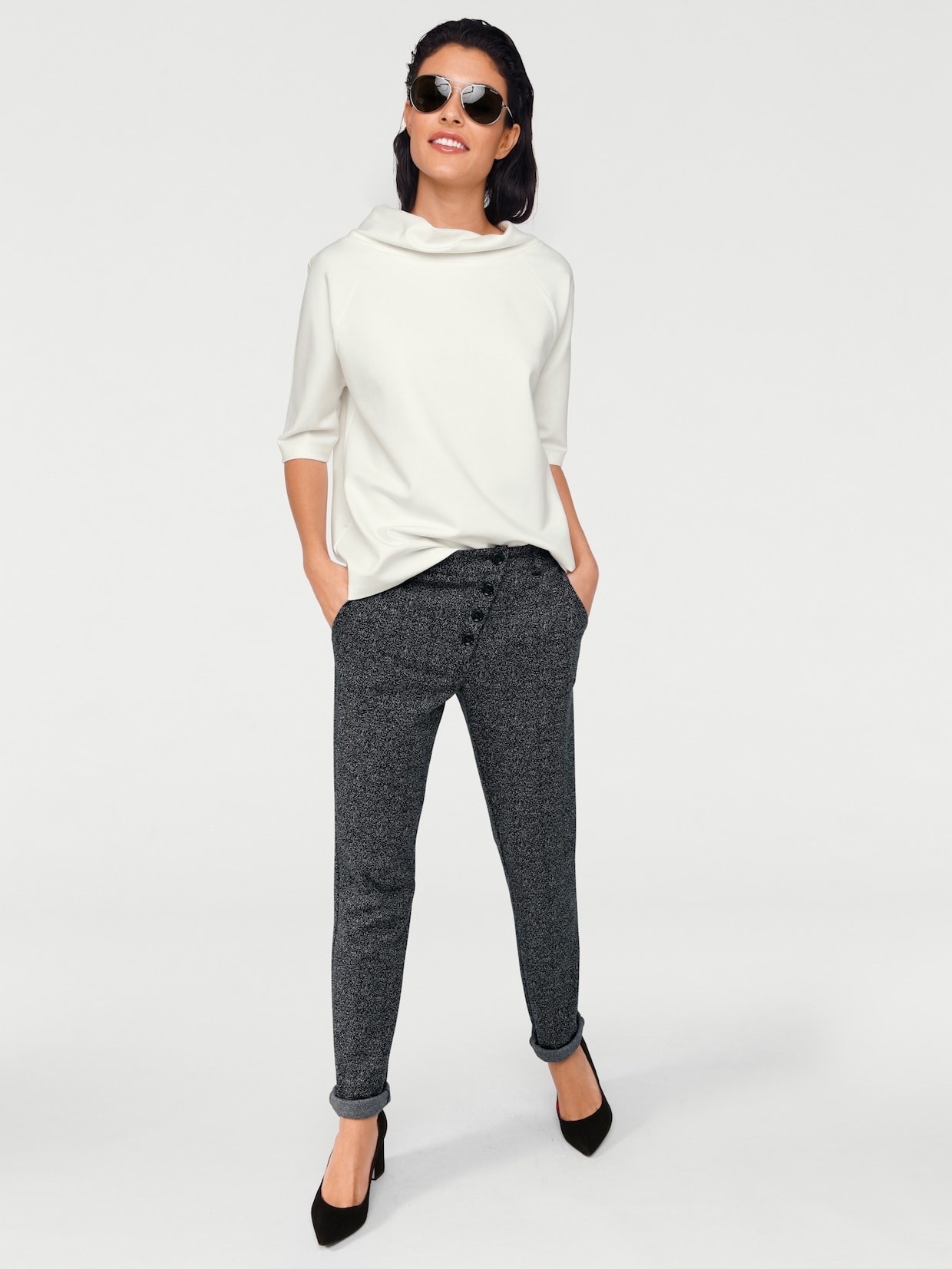 heine Pantalon - noir-blanc