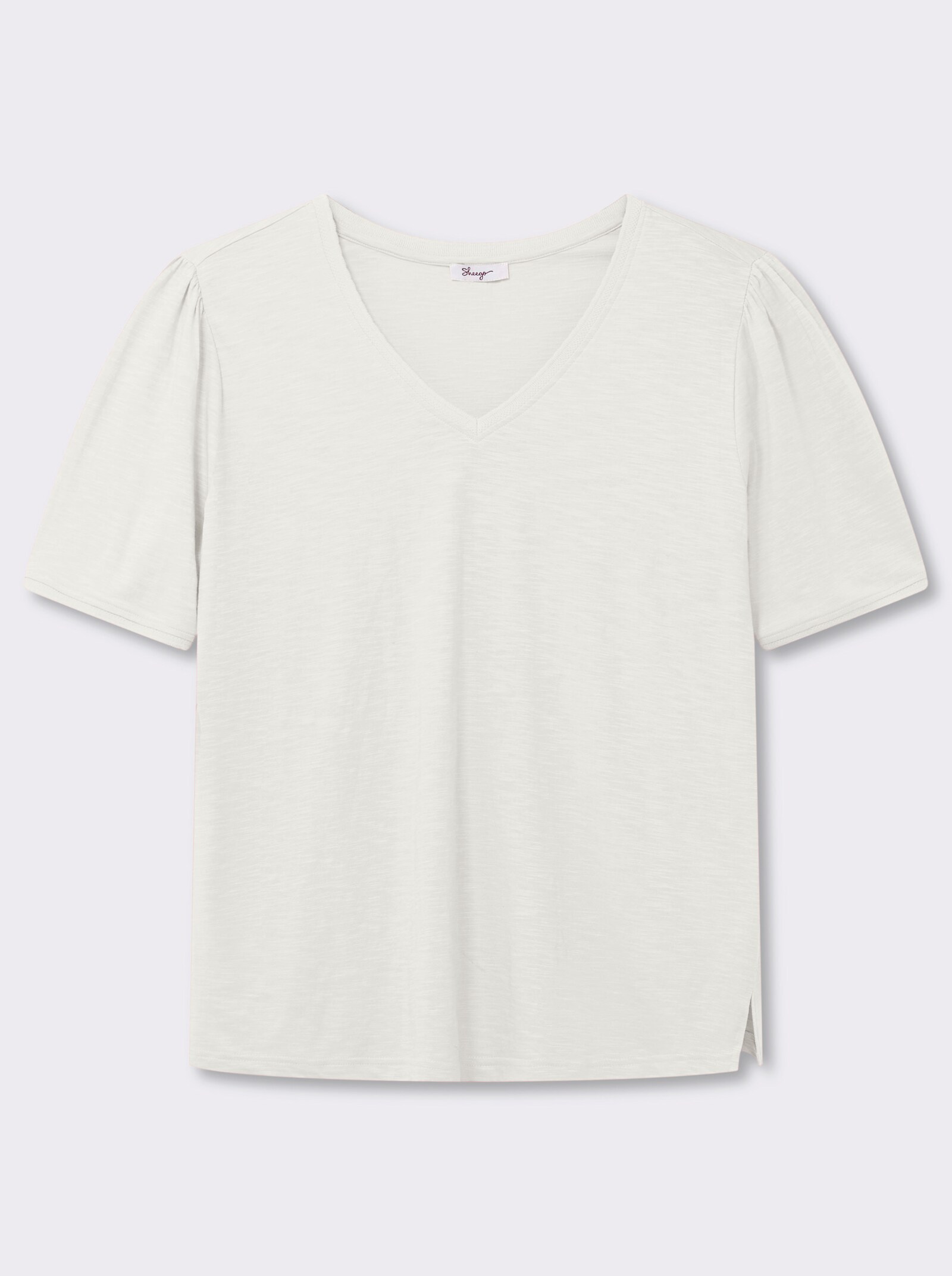 sheego V-Shirt in Flammgarn-Struktur - ecru