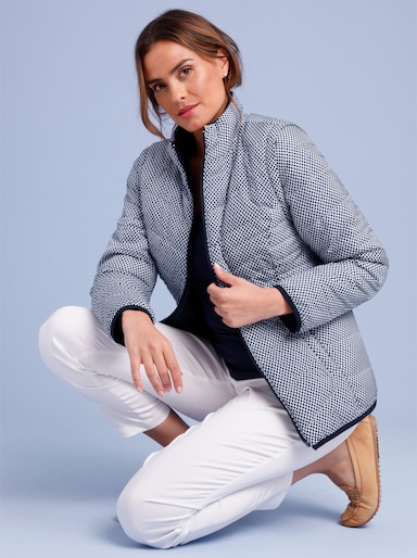 CREATION L PREMIUM Wendejacke mit abnehmbaren Ärmeln - marine-weiß-bedruckt