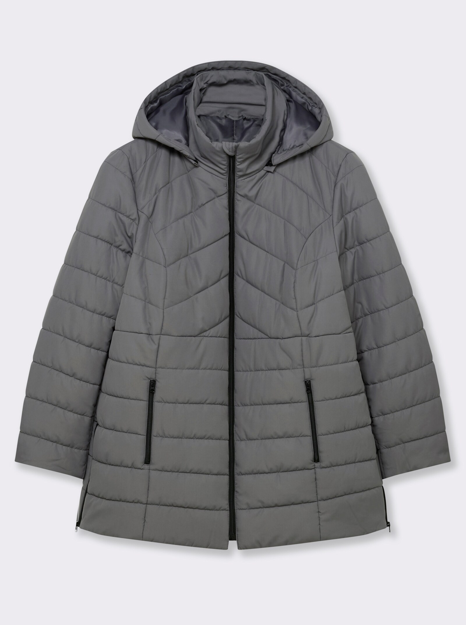 Steppjacke mit abnehmbarer Kapuze - anthrazit