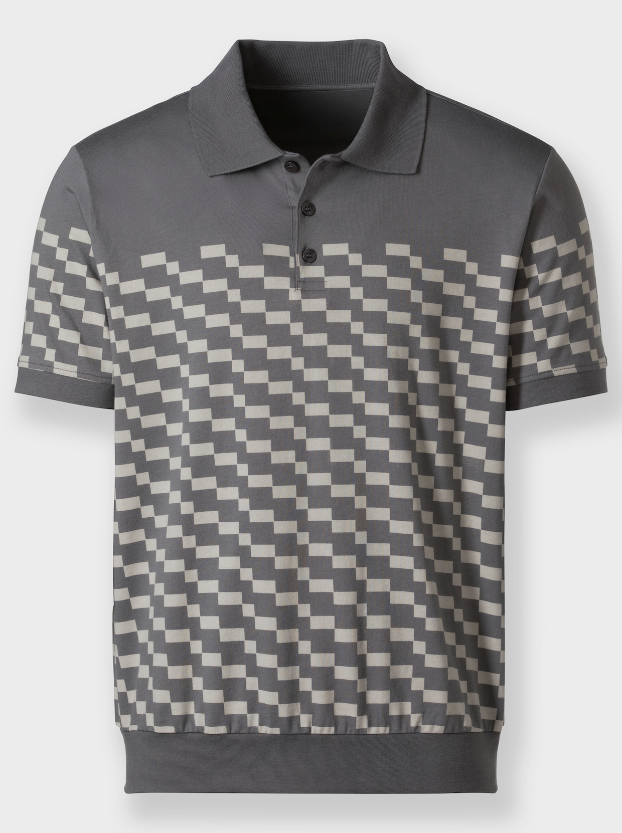 Marco Donati Poloshirt met korte mouwen - antraciet/lichtgrijs gedessineerd