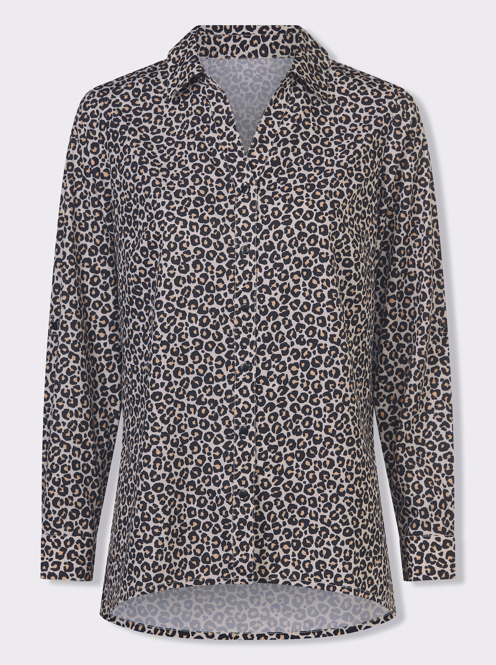 Dlhá blúzka s leopardím vzorom - Pieskovo-čierna potlač