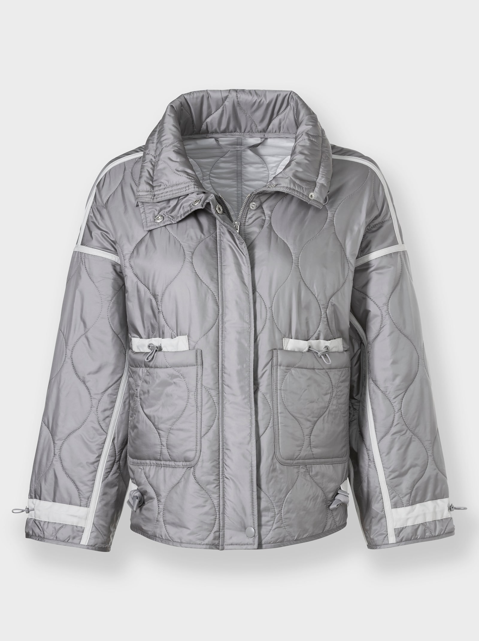 heine Steppjacke mit Tunnelzug am Ärmel - grau