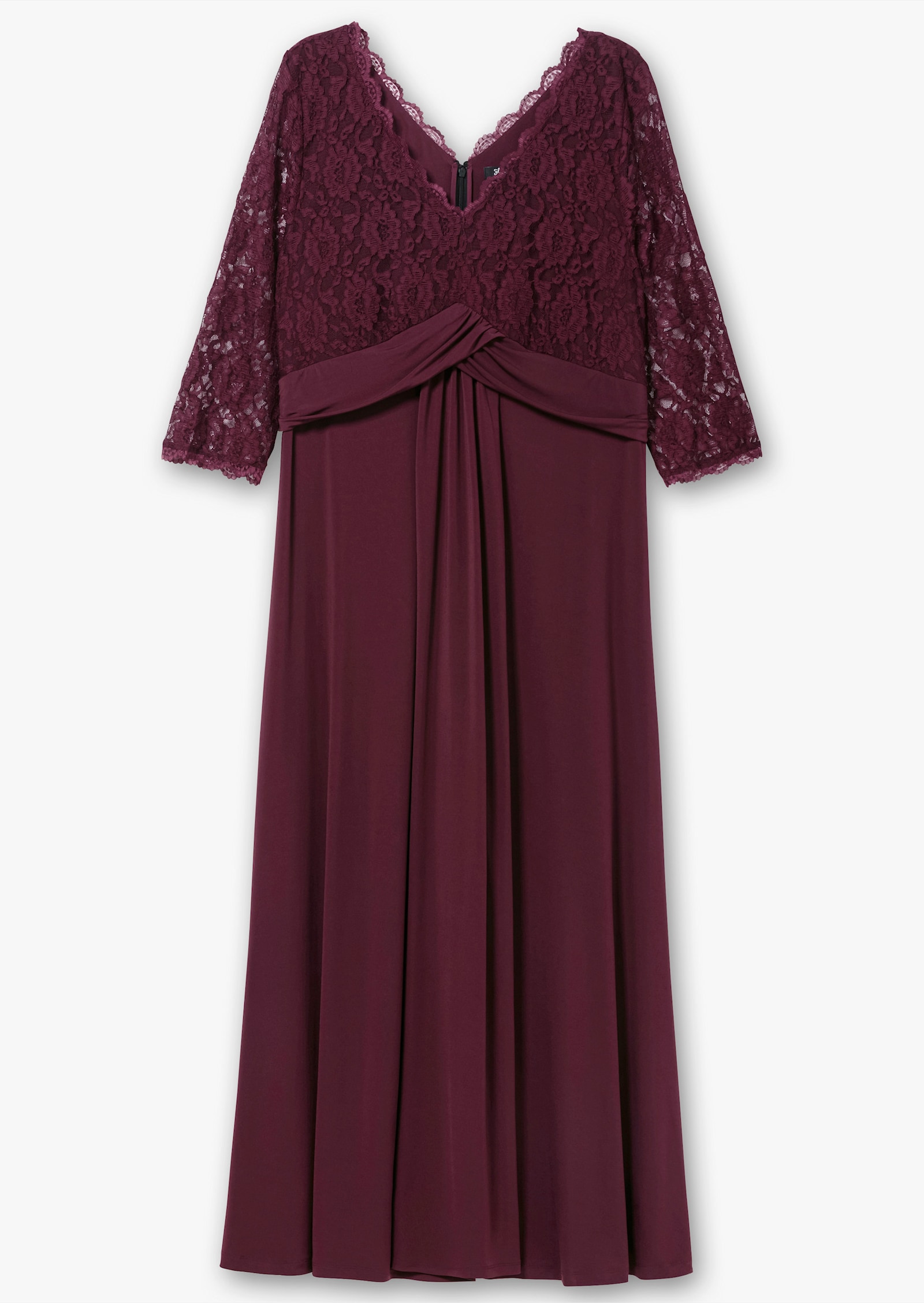 sheego Abendkleid mit Oberteil aus Spitze - burgund