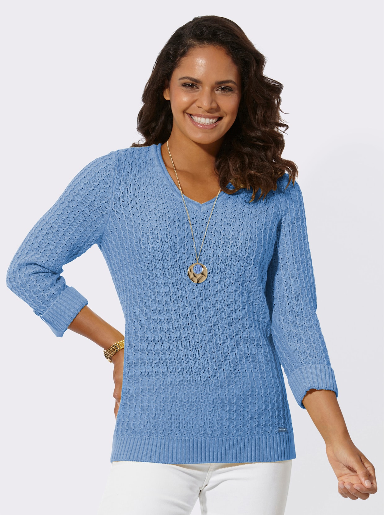 3/4 Arm-Pullover - himmelblau