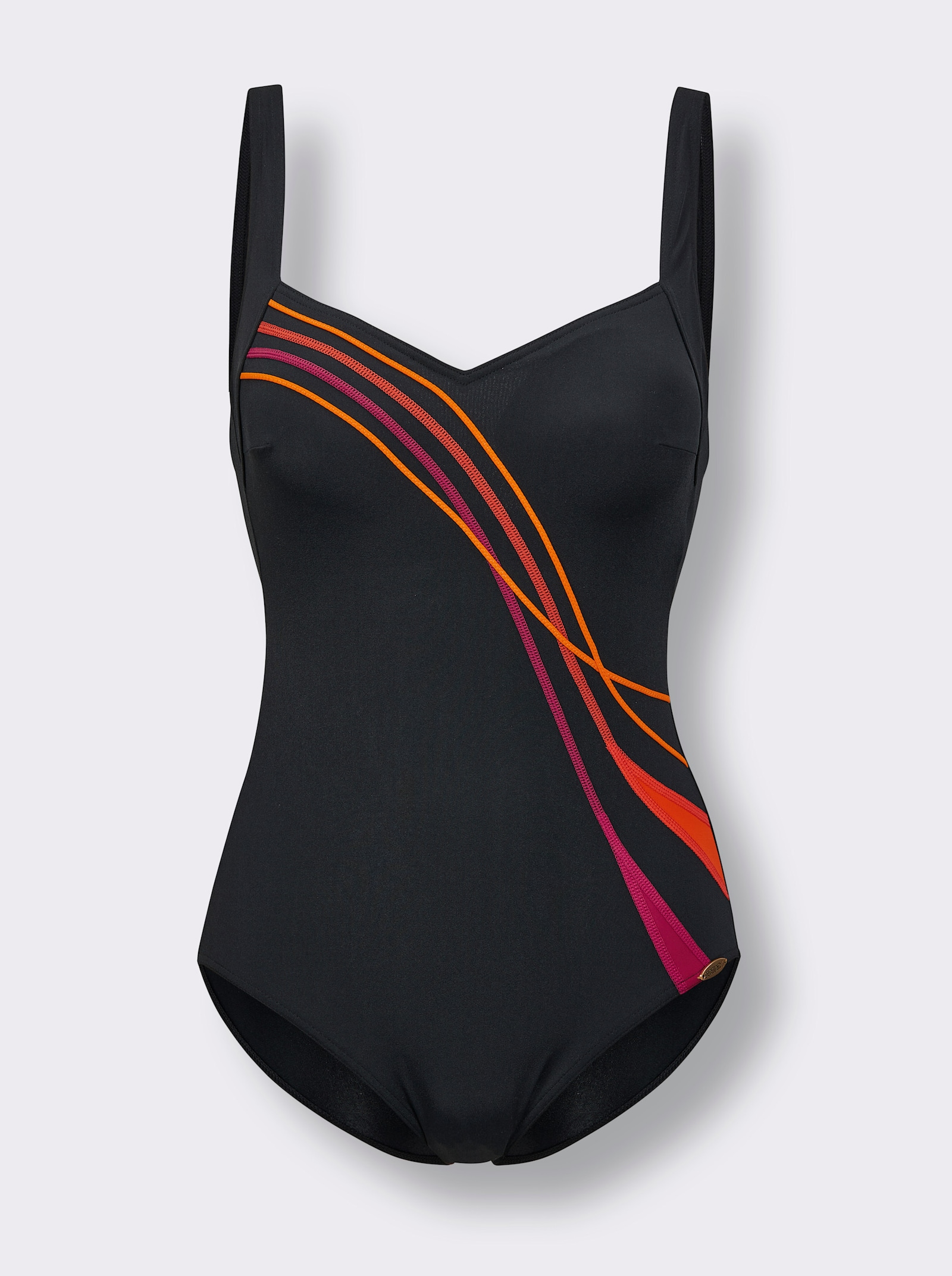 Sunflair Badeanzug in figurschmeichelnder Optik - schwarz-orange