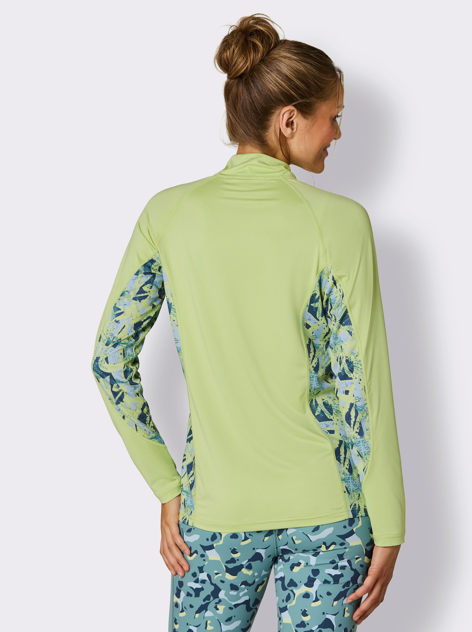 Catamaran Sports Functioneel shirt met inzetten met honingraatstructuur - pistache gedessineerd