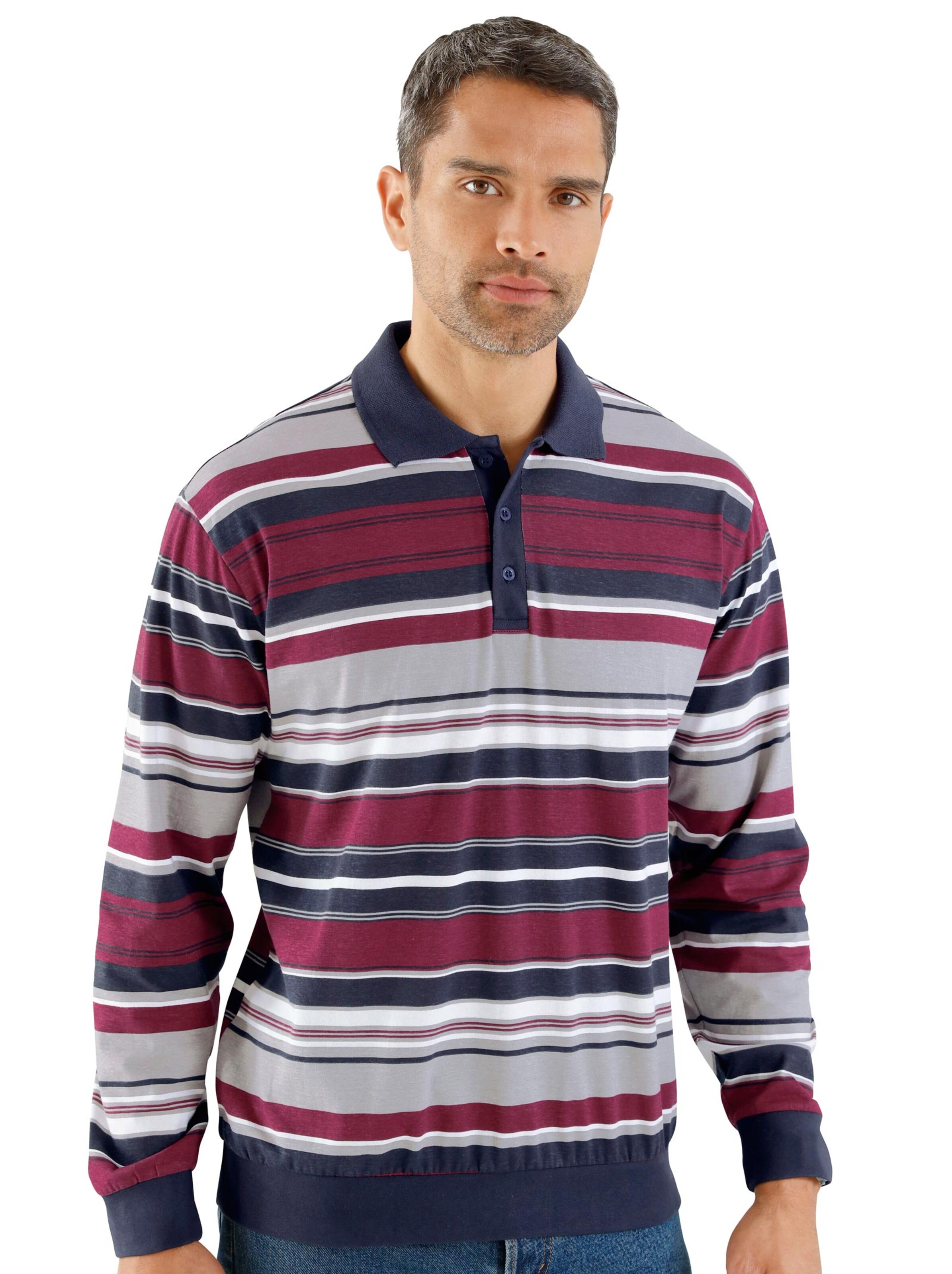 Poloshirt - marine-bordeaux-gestreift