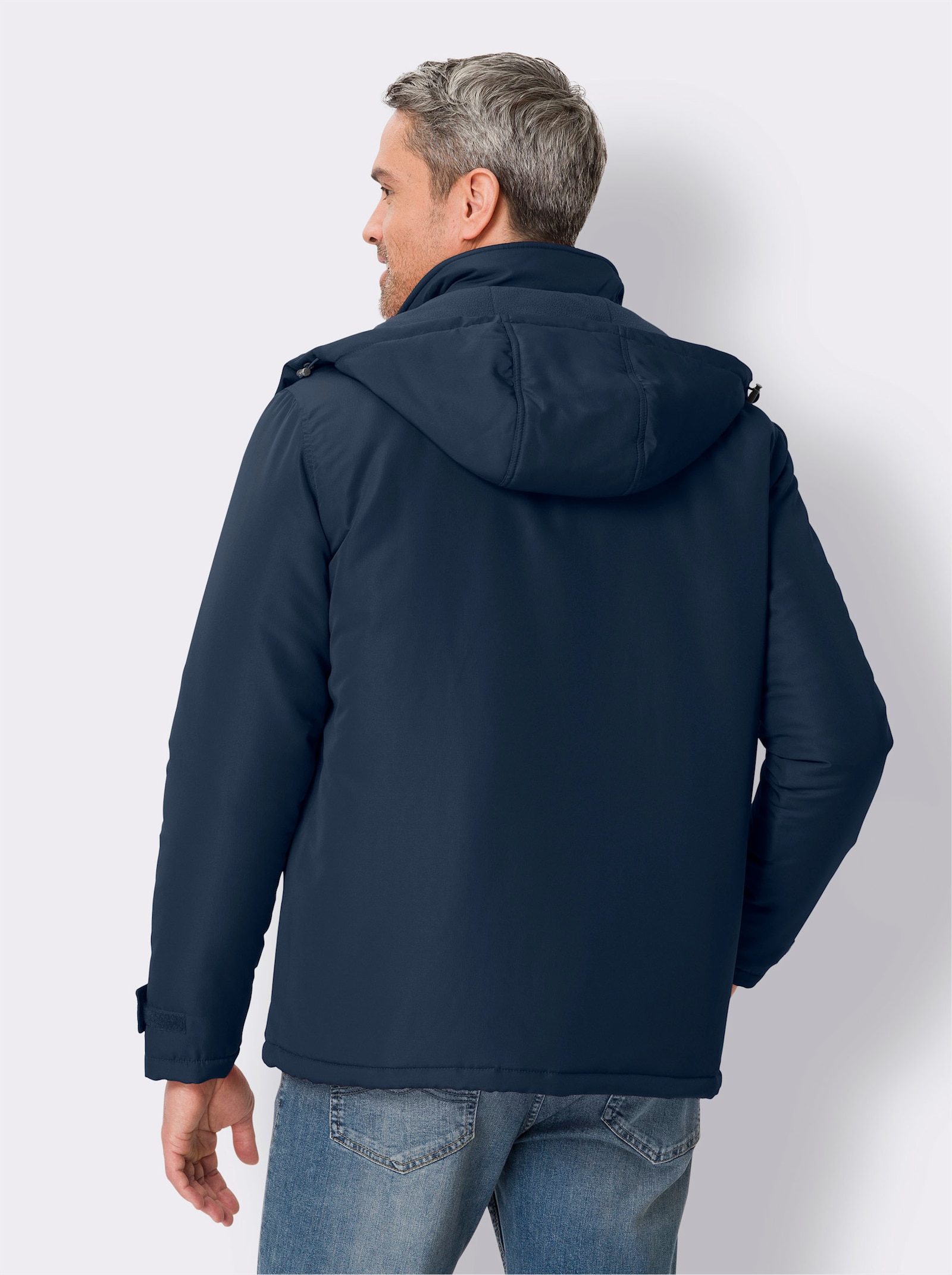 Zimná bunda, kontrastné detaily - tmavomodrá