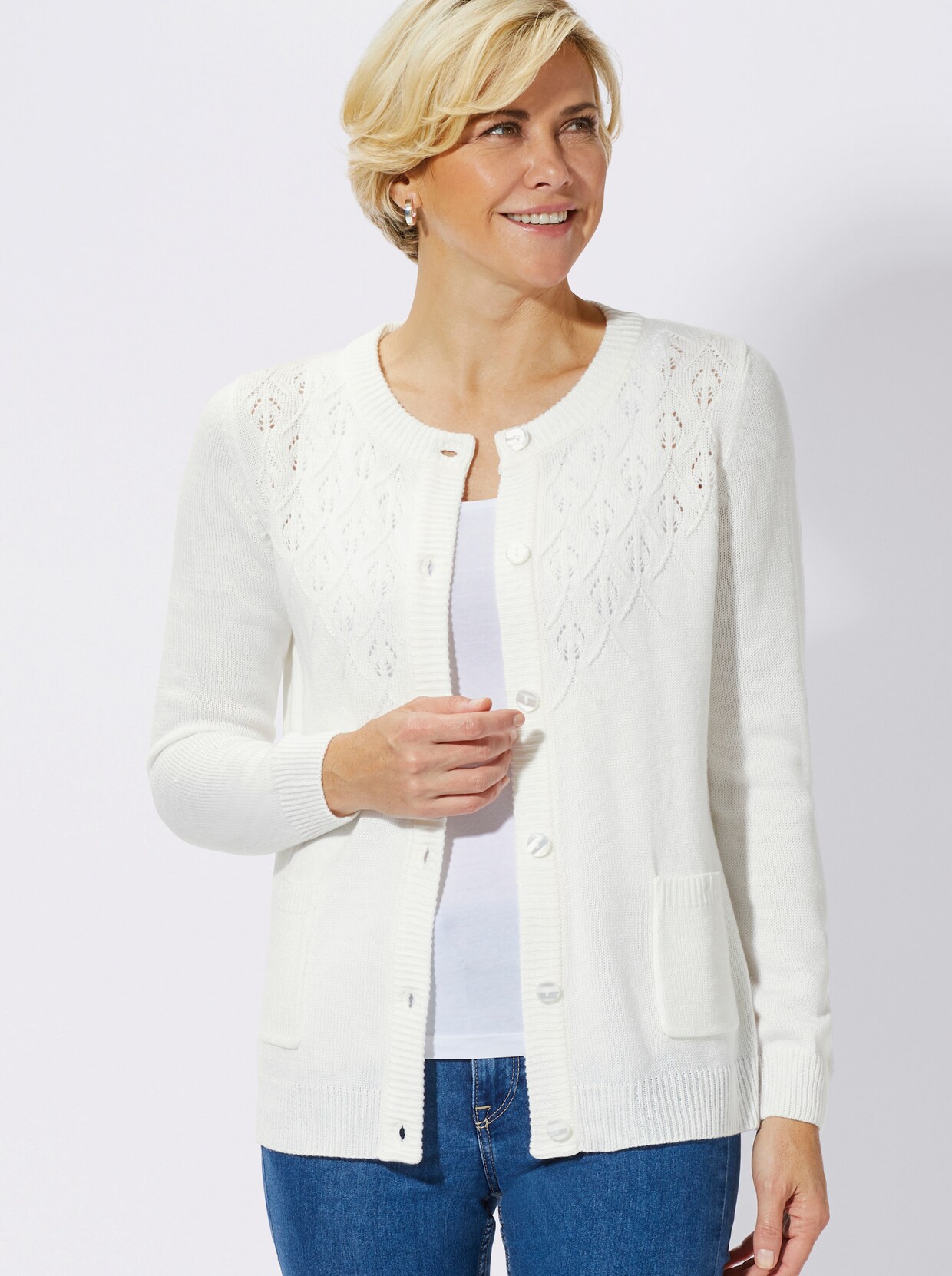 Strickjacke - ecru