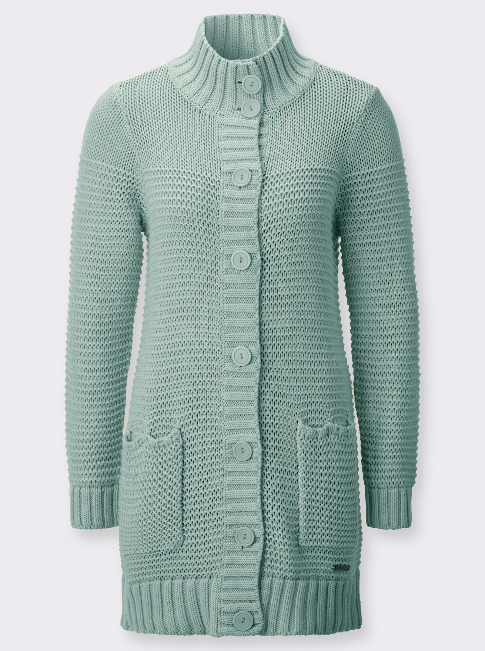 Longstrickjacke mit partiellen Fantasiemuster - kalkmint