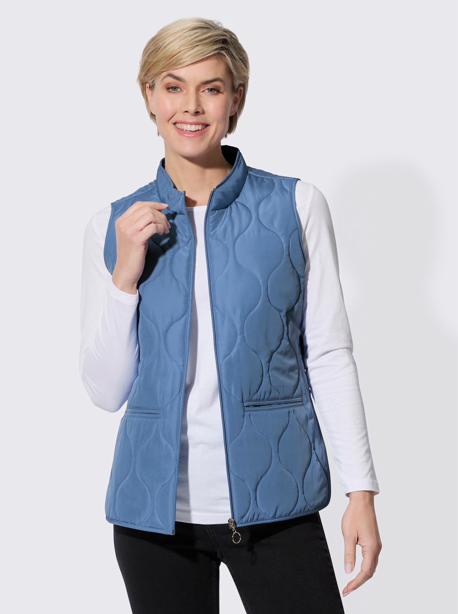 Steppweste wellenförmige Steppung - mittelblau