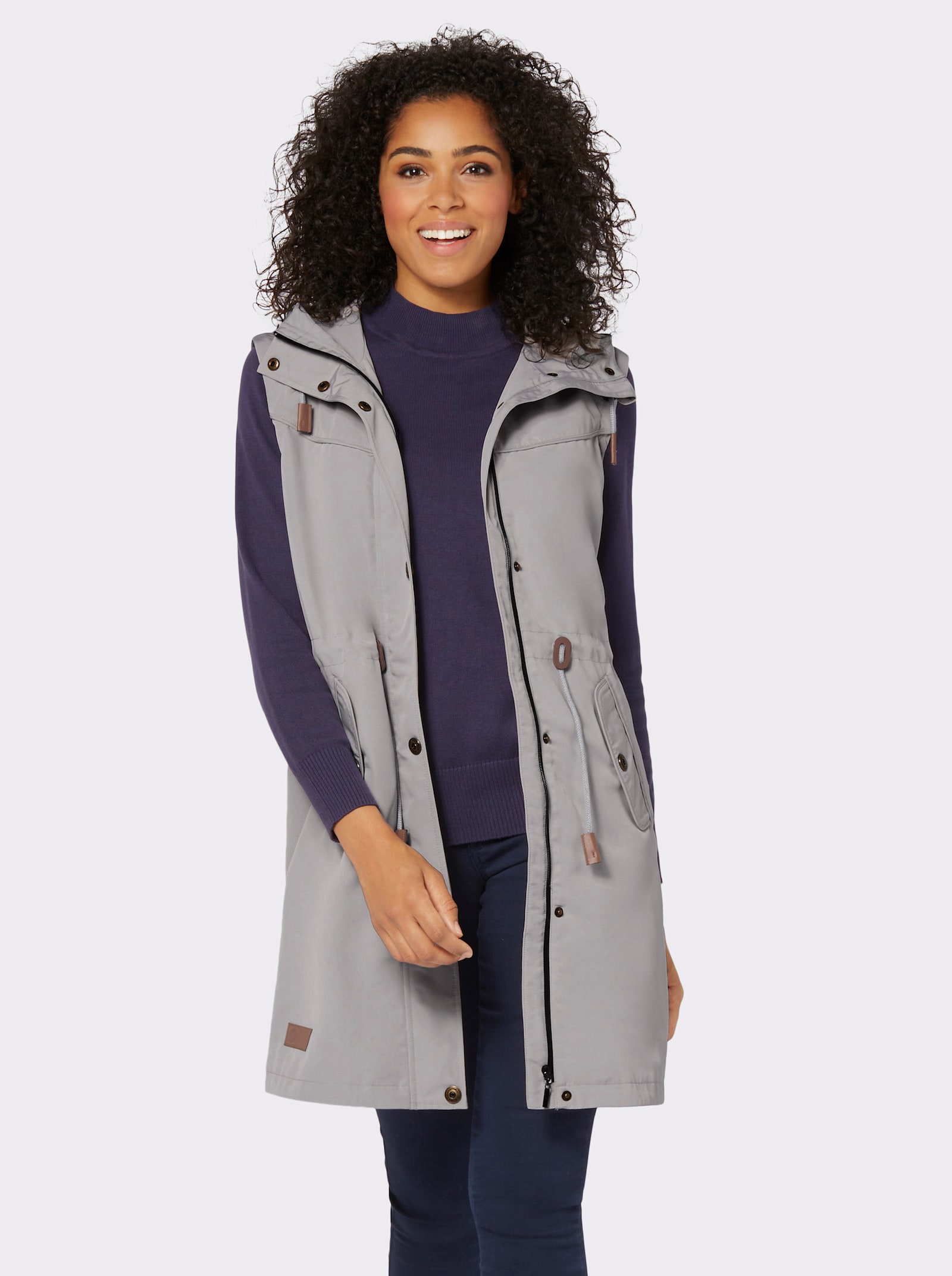 2-in-1-Jacke mit abzippbaren Ärmeln - steingrau