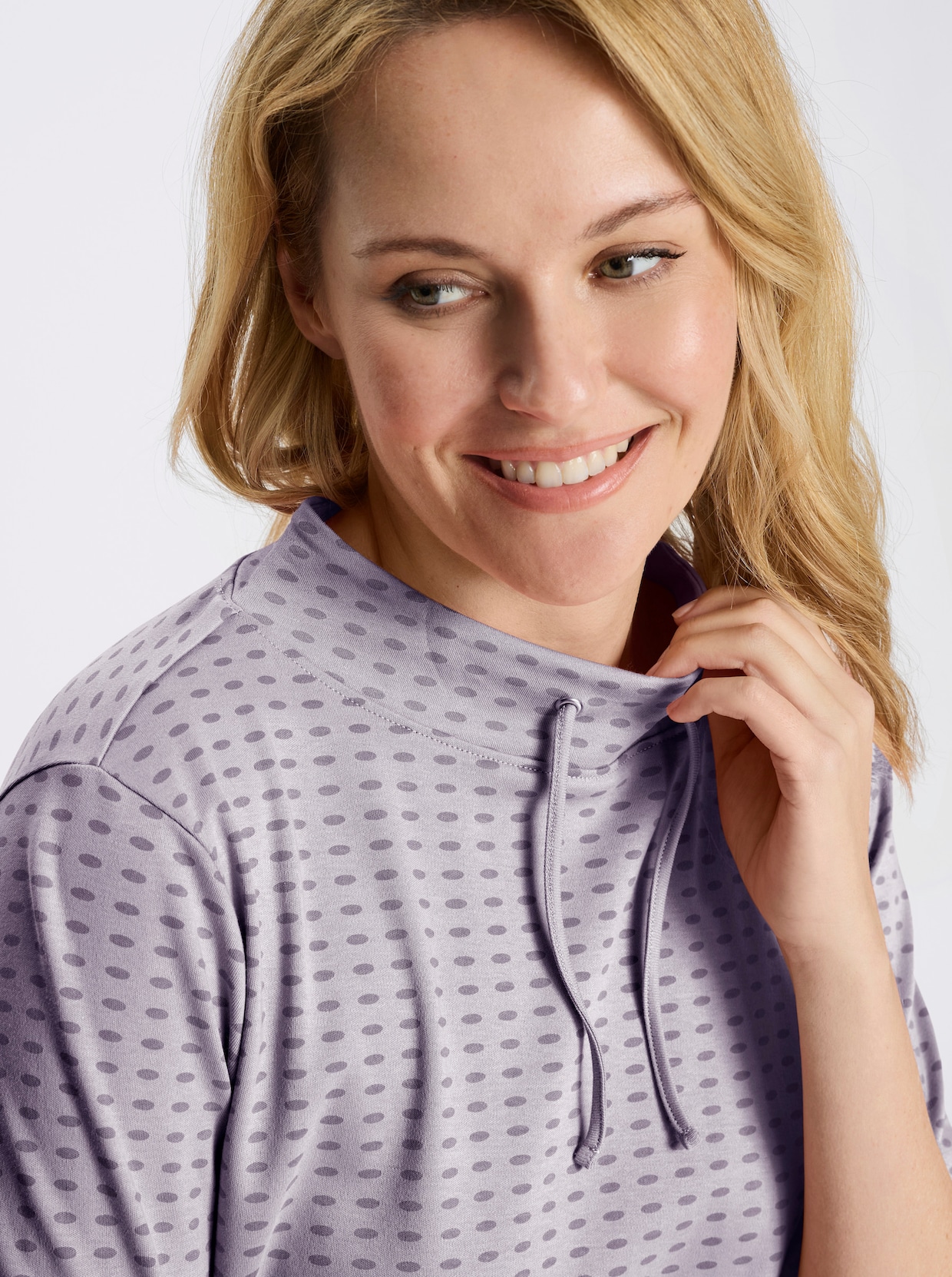 Sweatshirt mit Stehkragen - flieder-feige-bedruckt