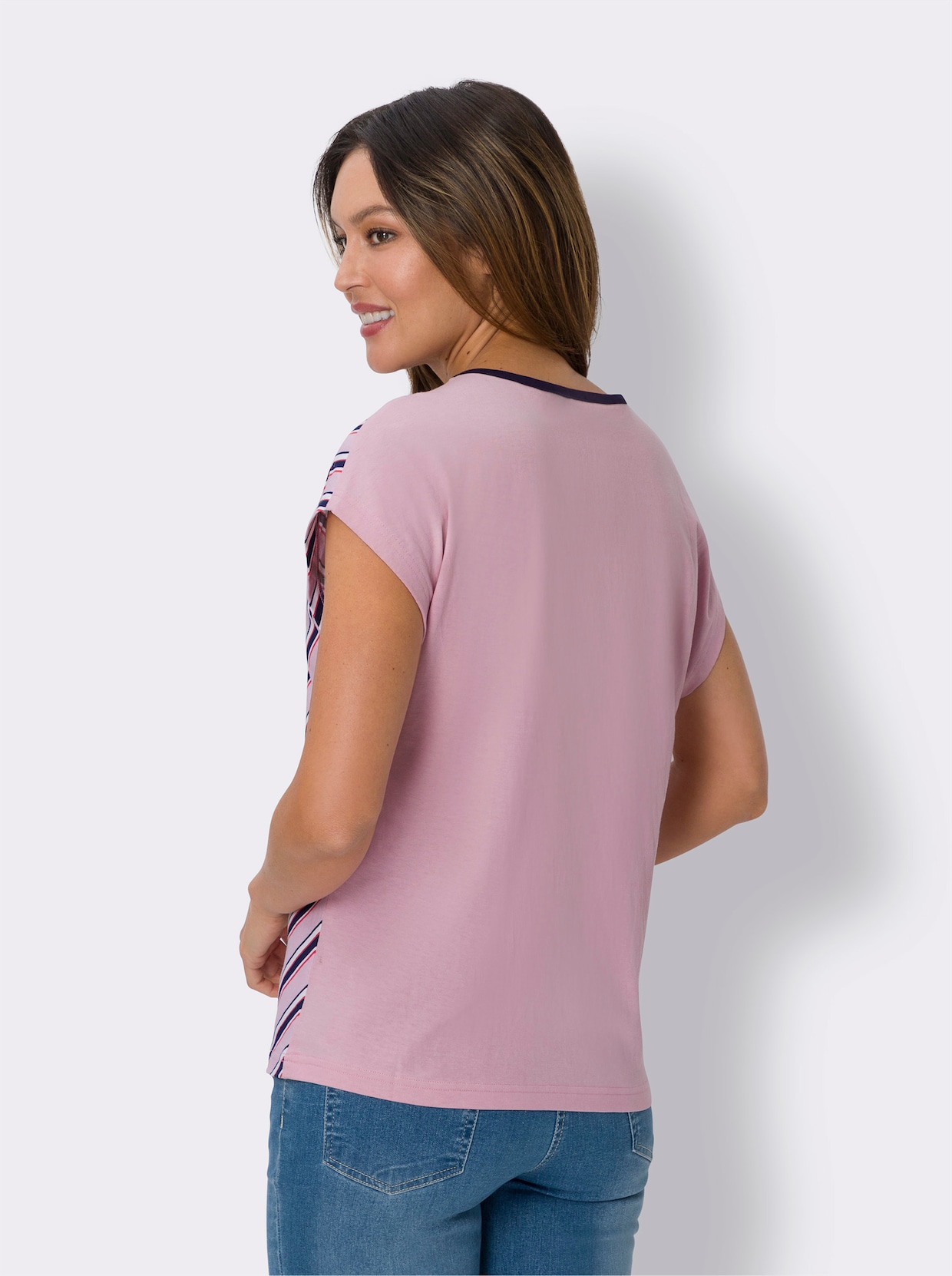 Proužkované tričko - růžová-bílá-proužek