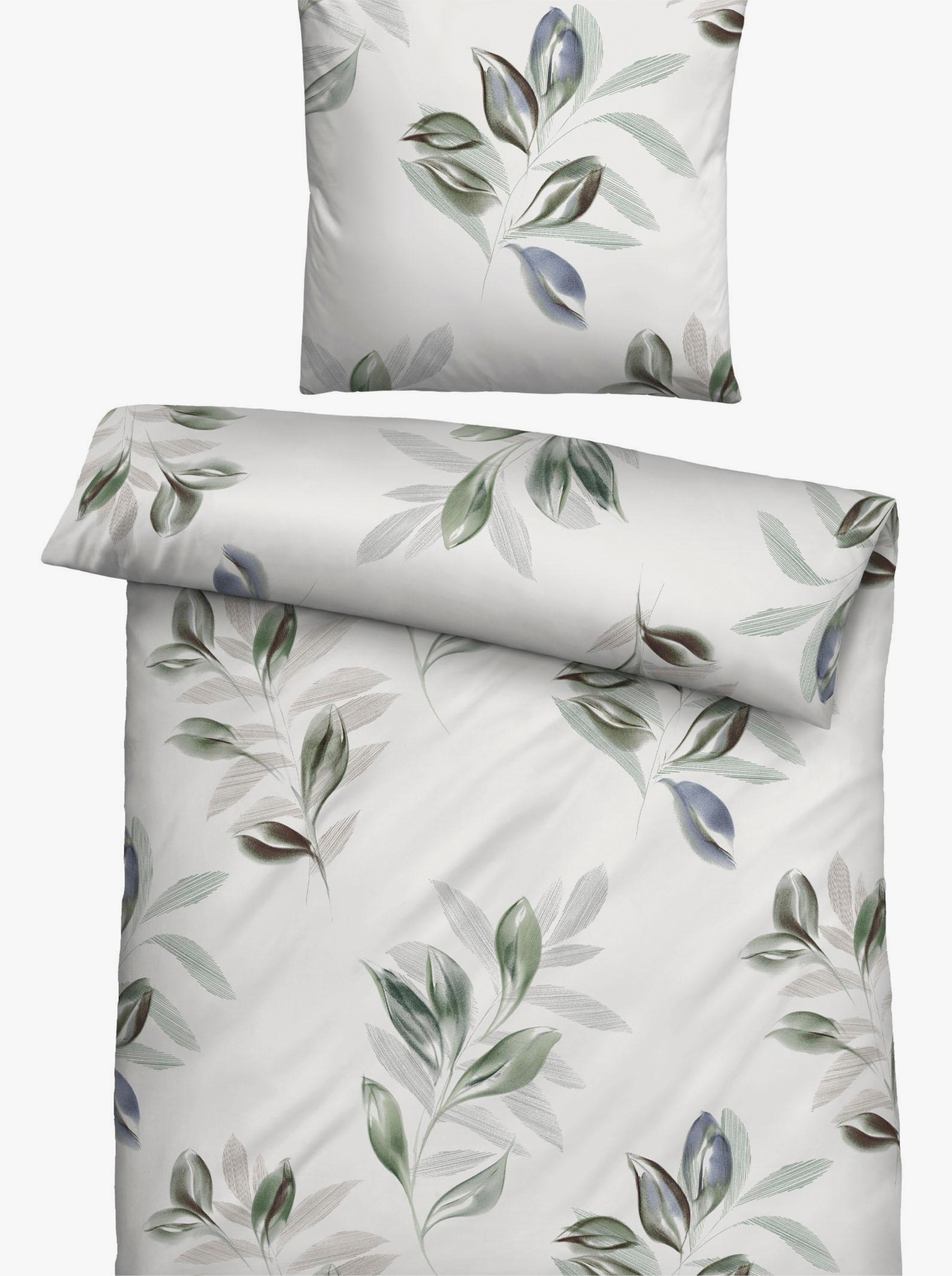 Biberna Bettwäsche - grau-grün