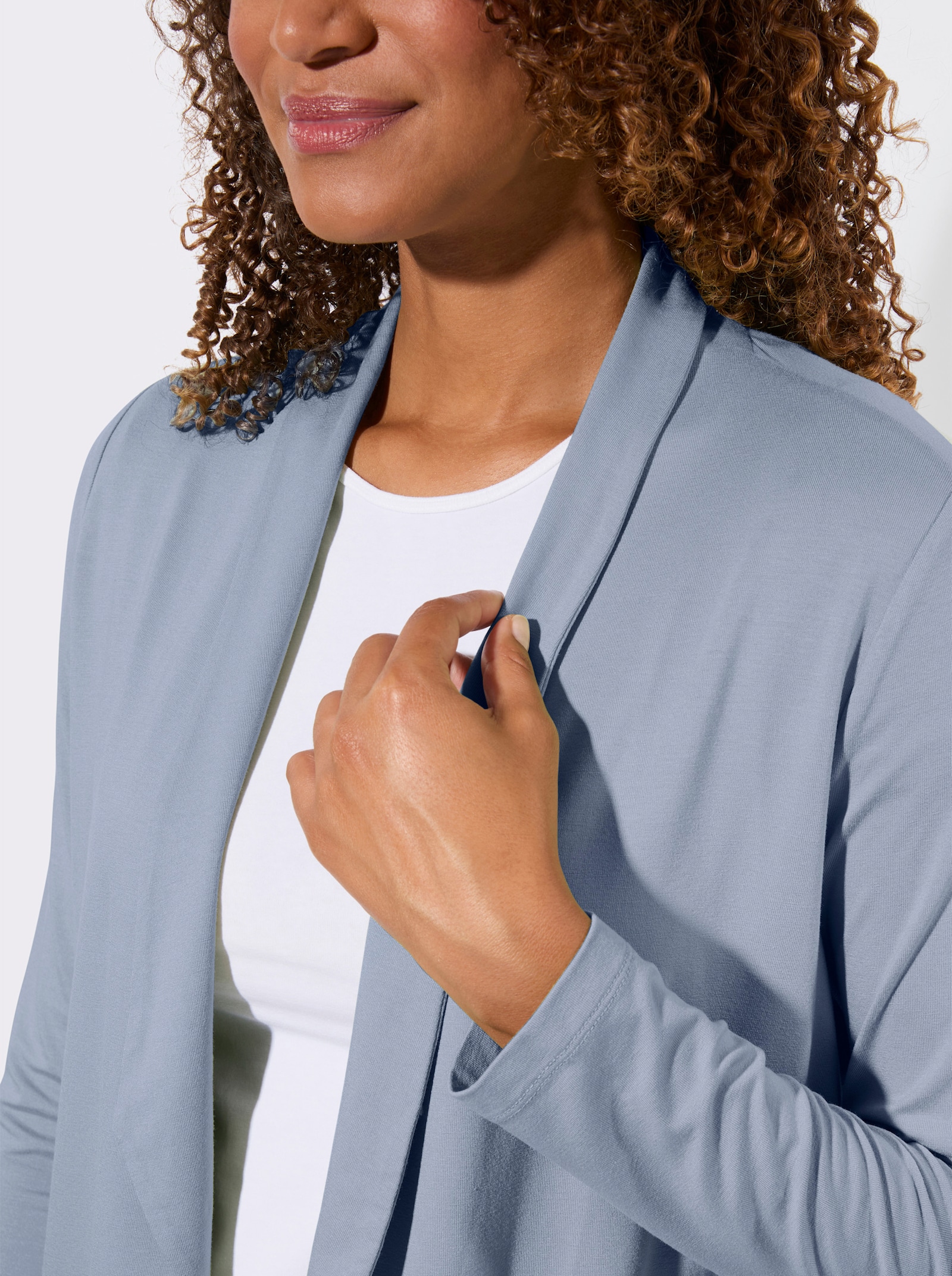 Shirtjacke mit Schalkragen - bleu