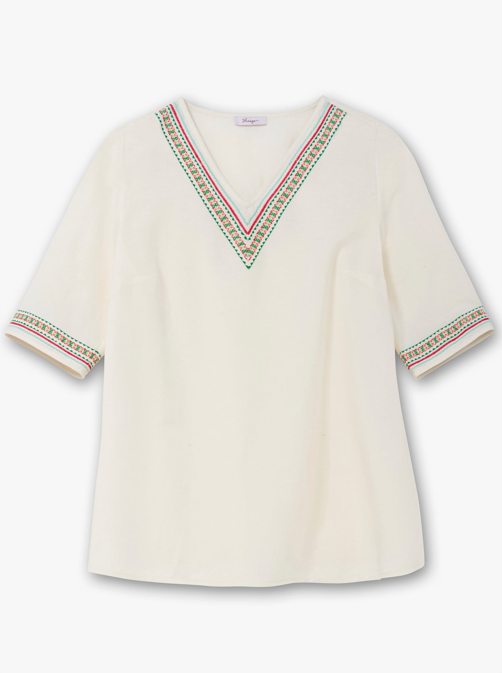 sheego Tunika mit Stickerei - champagner