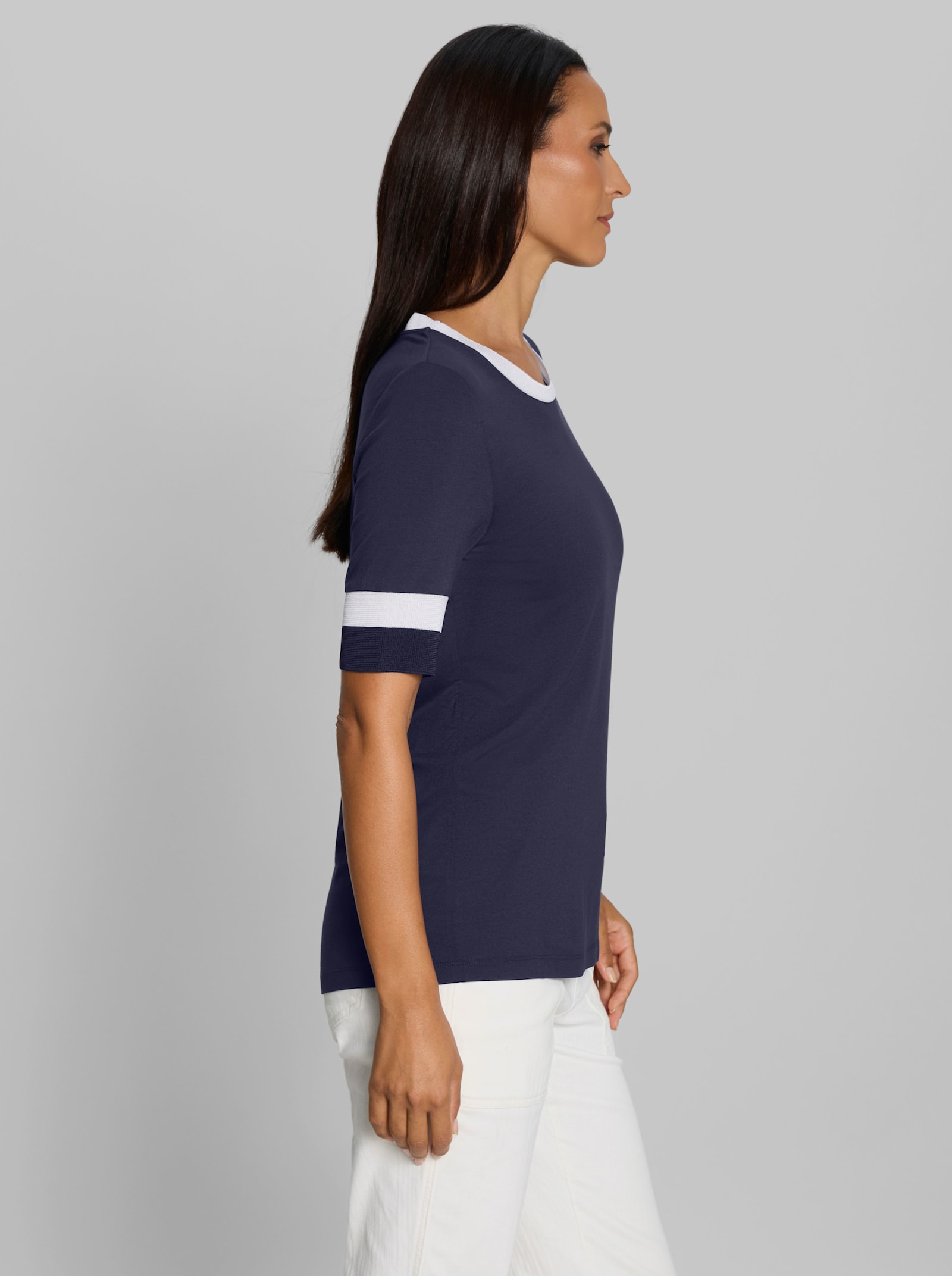 heine Rundhalsshirt mit Glanz-Details - marine