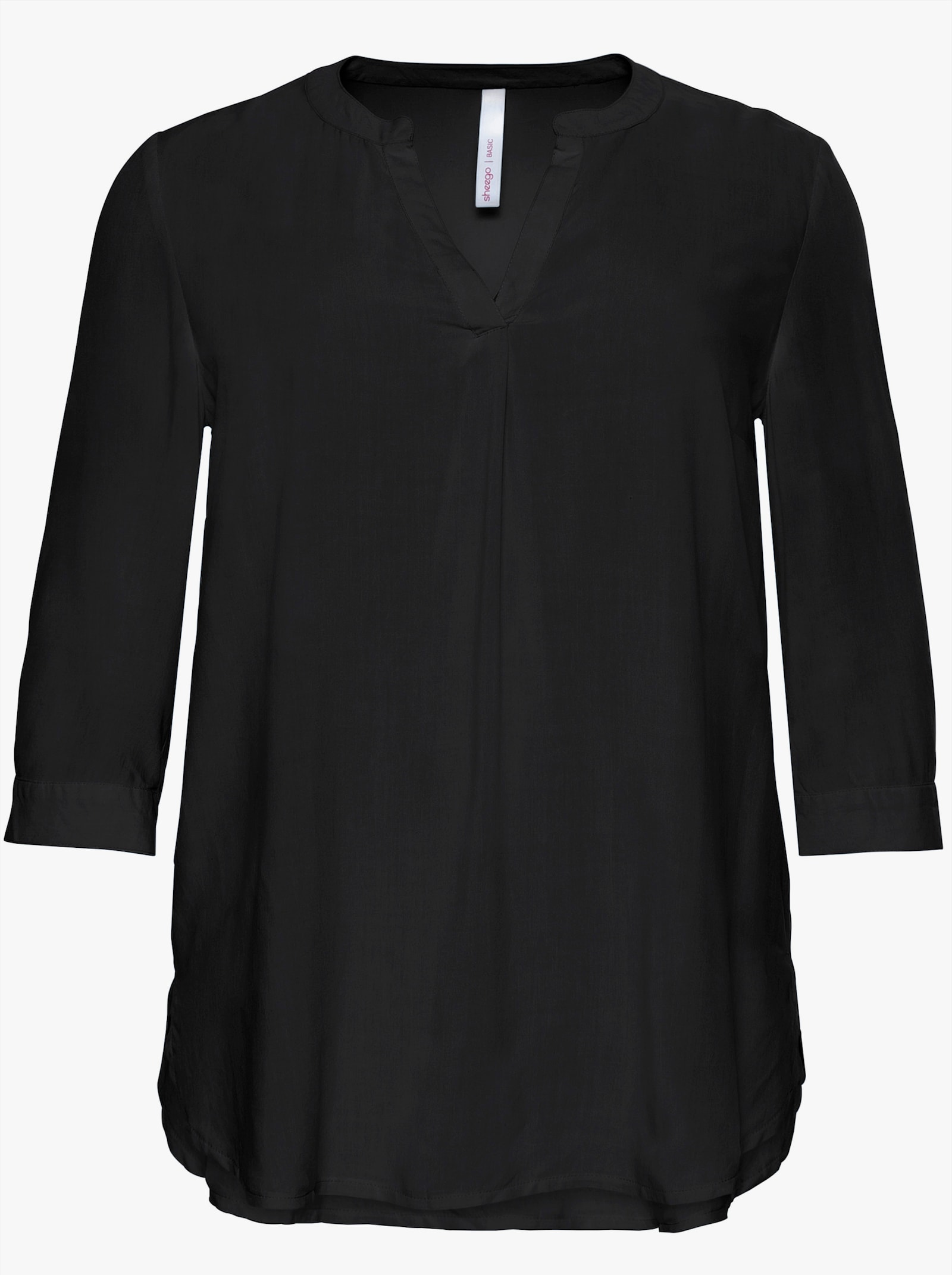 sheego Tunika mit dekorativer Falte - schwarz