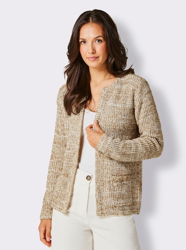 CREATION L PREMIUM Strickjacke aus Bändchengarn - champagner-camel