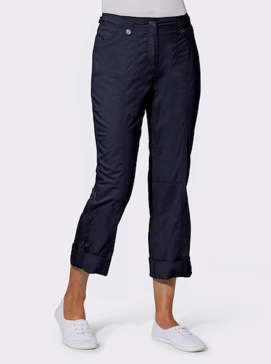 Baumwollhose mit krempelbaren Beinen - marine