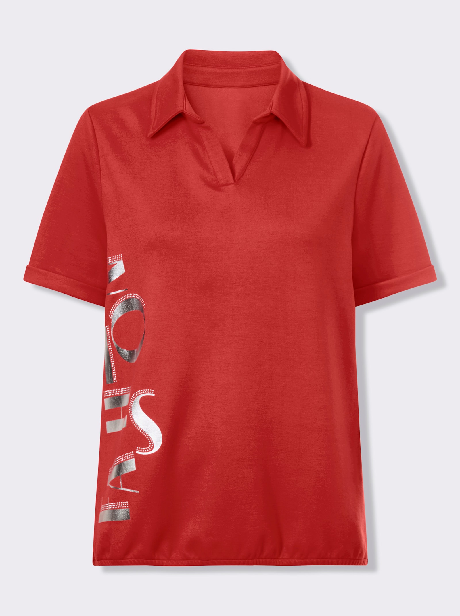 Sweatshirt mit Gummizug am Saum - rot