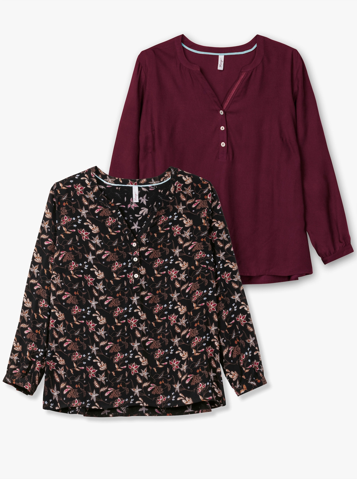 sheego Tuniek - aubergine + zwart gedessineerd
