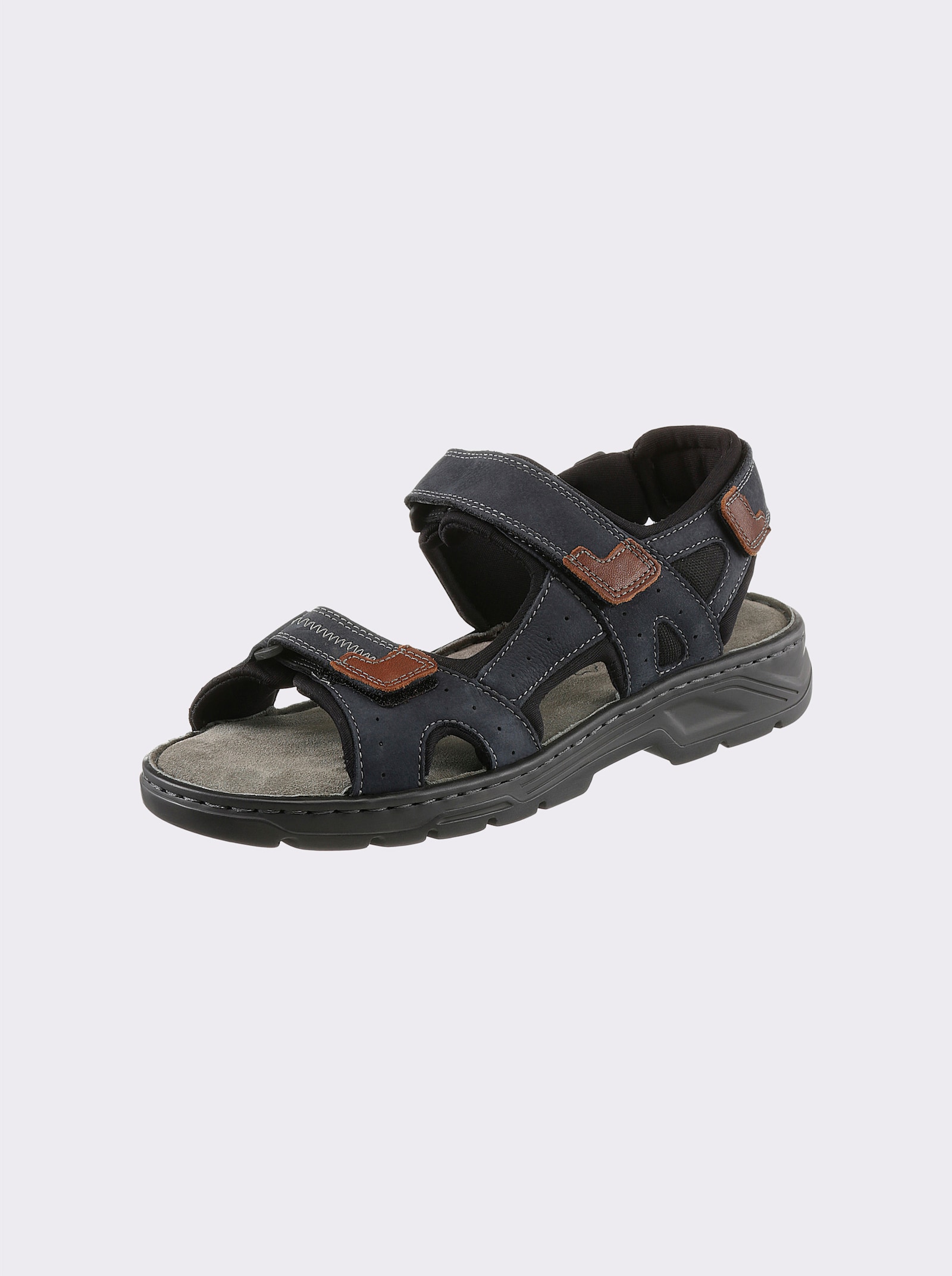 Naturläufer Sandale mit 3-fachem Klettverschluss - jeansblau