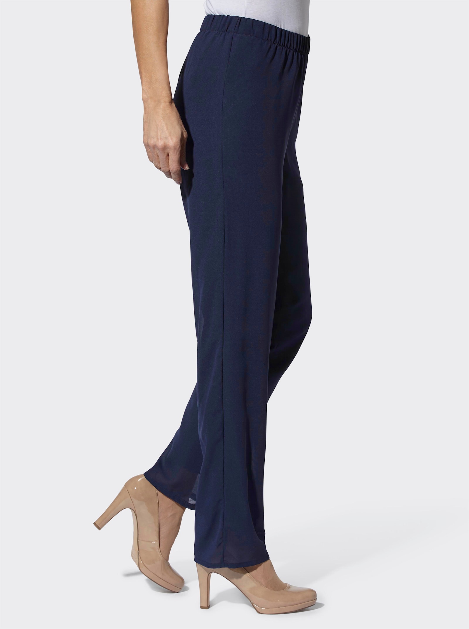 Palazzohose mit Rundum-Dehnbund - marine