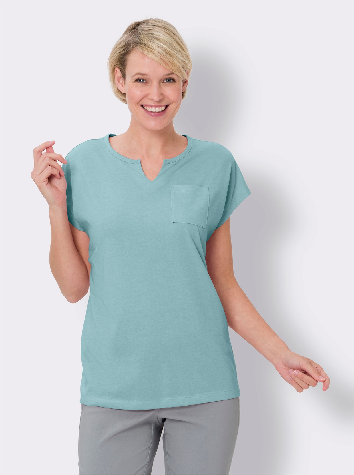 Kurzarmshirt - mint-meliert