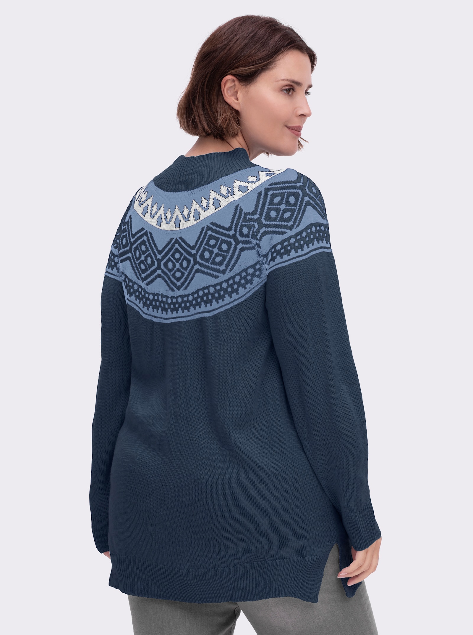 Longpullover mit Norwegermuster - dunkelblau-bleu