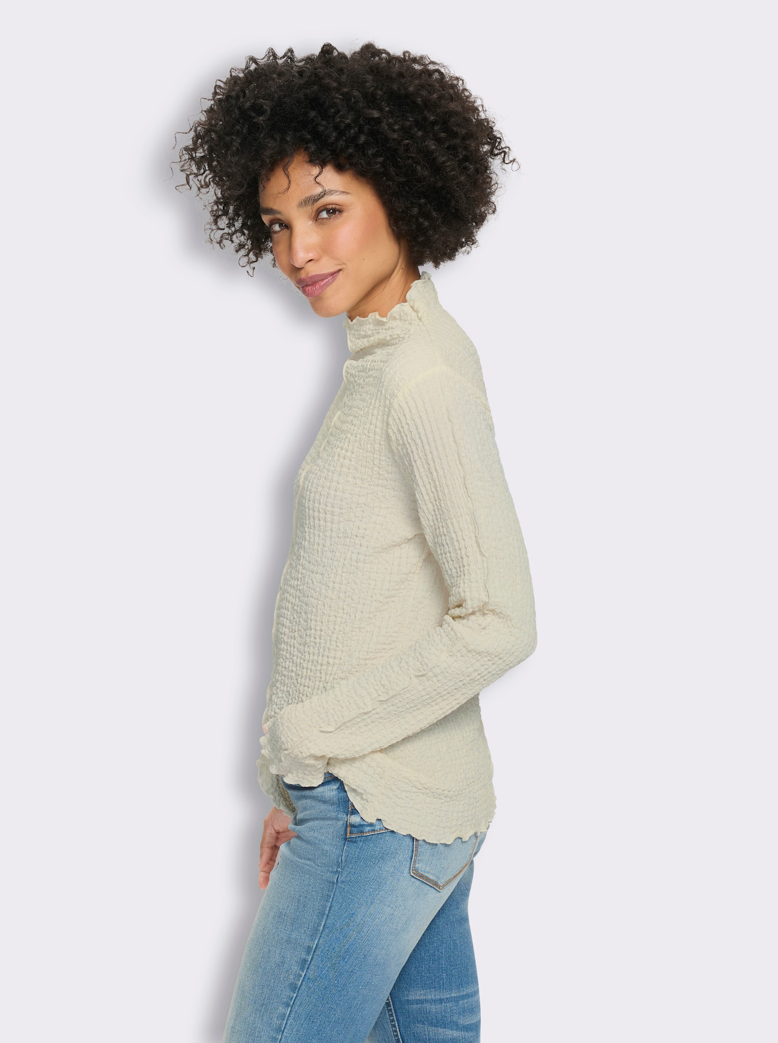 heine Langarmshirt mit Ziernähten - champagner