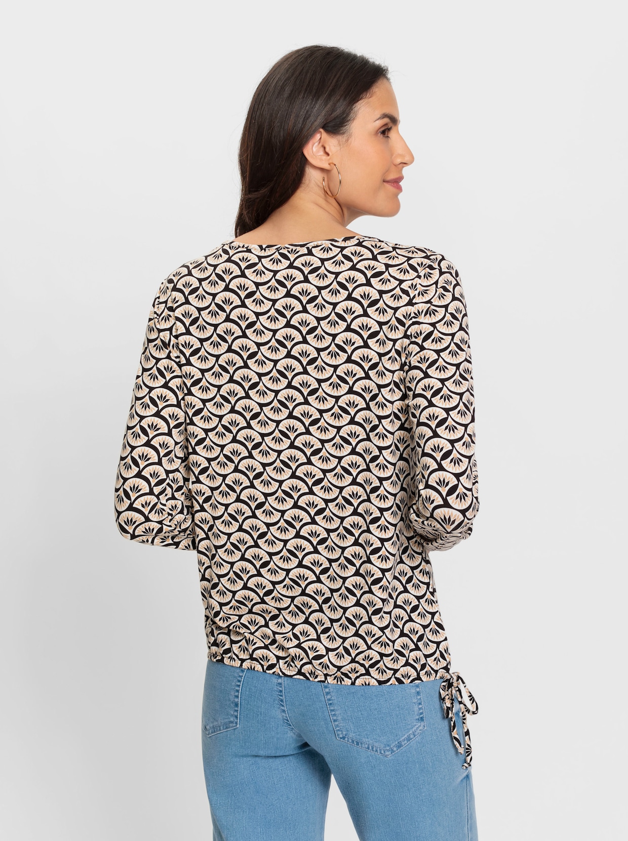 Shirt met print - zwart/camel bedrukt