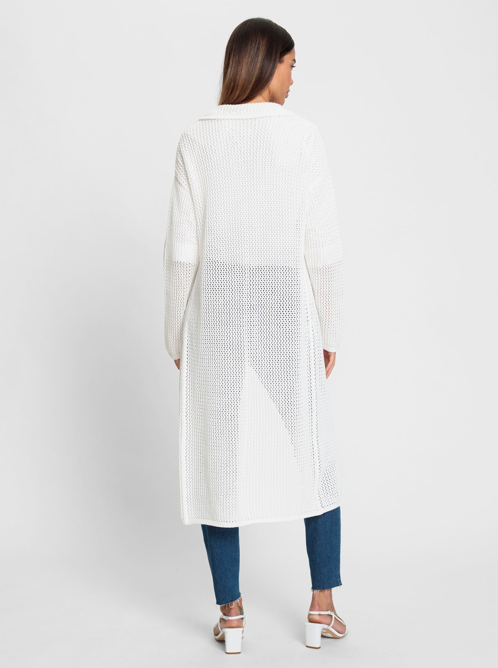 heine Strickmantel mit Ajourmuster - ecru