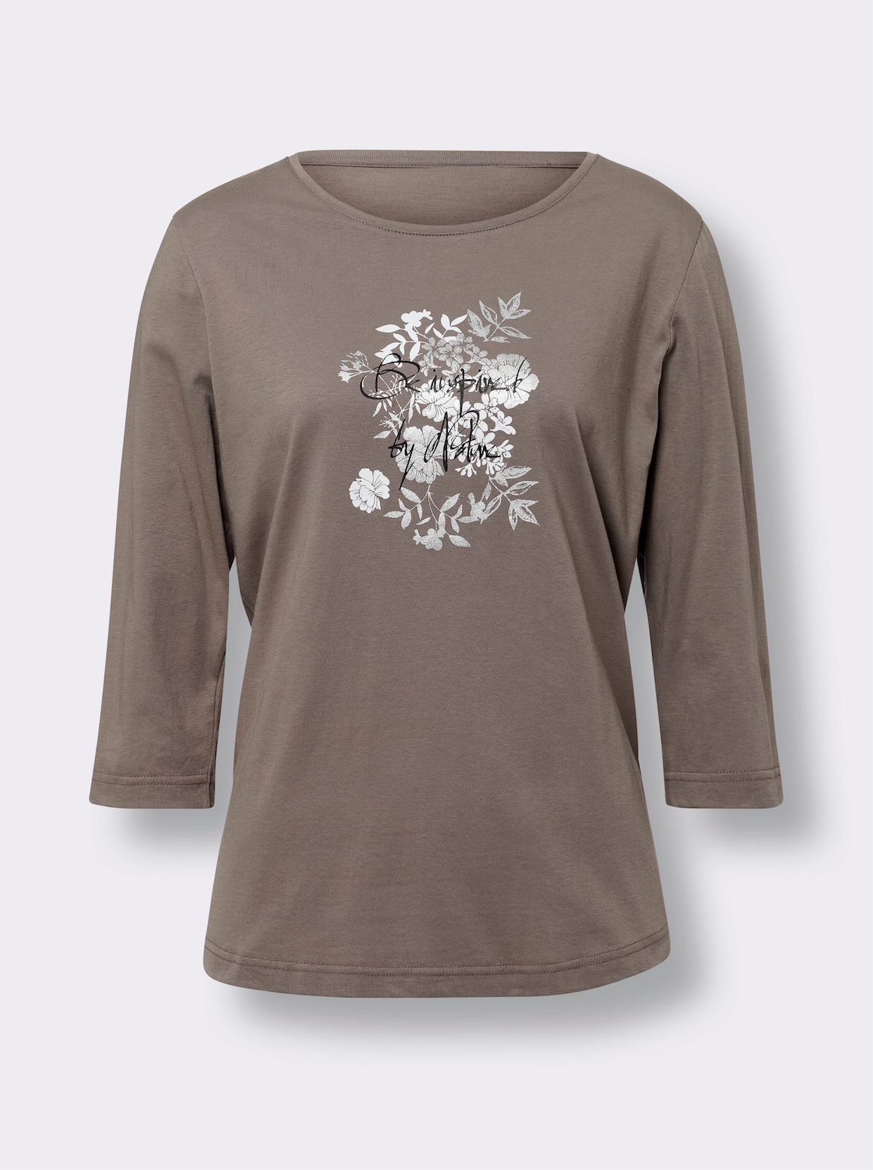 Lang shirt - taupe/wit